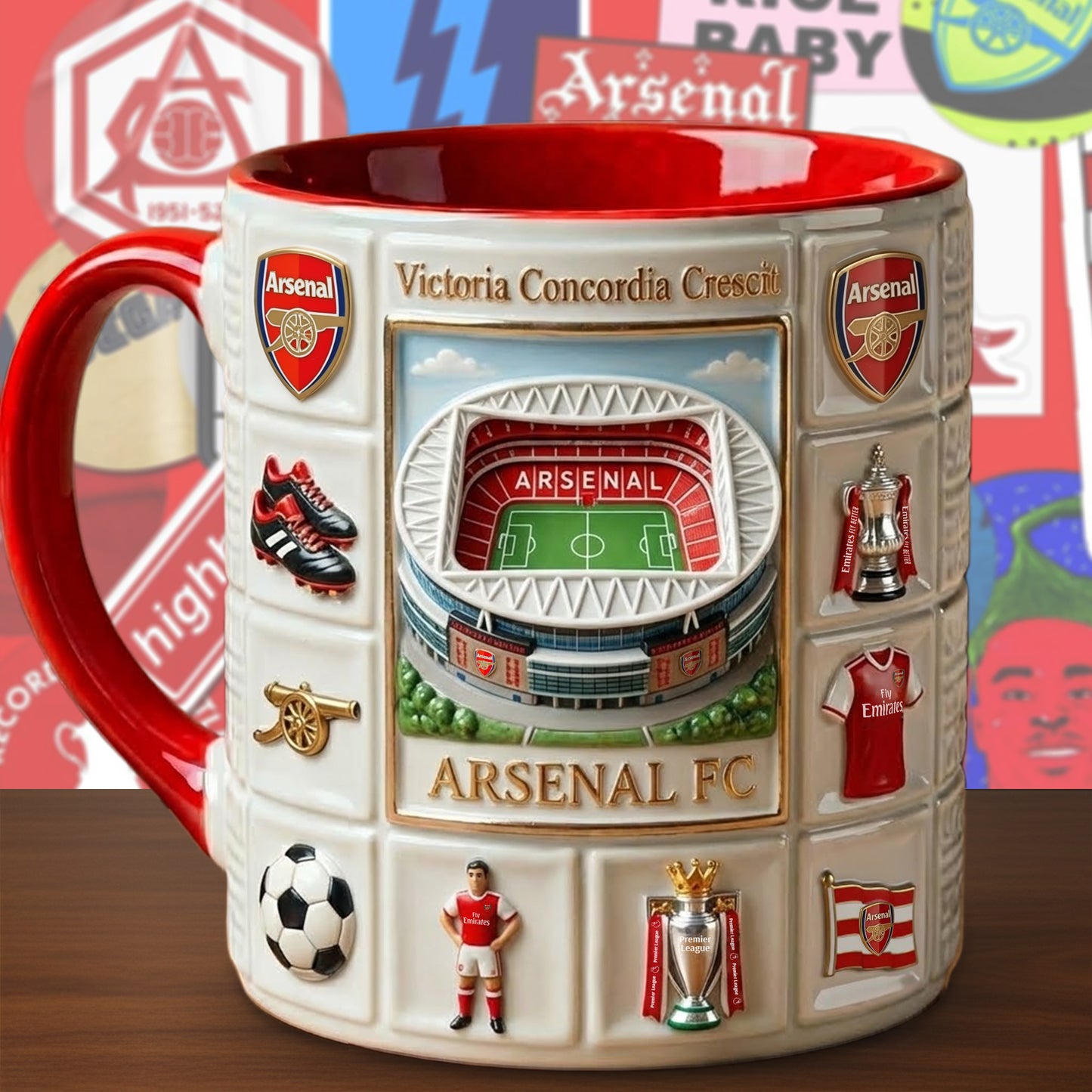 Personalized Arsenal FC Stadium Accent Mug , Cream Mug Gifts , Holiday Gifts