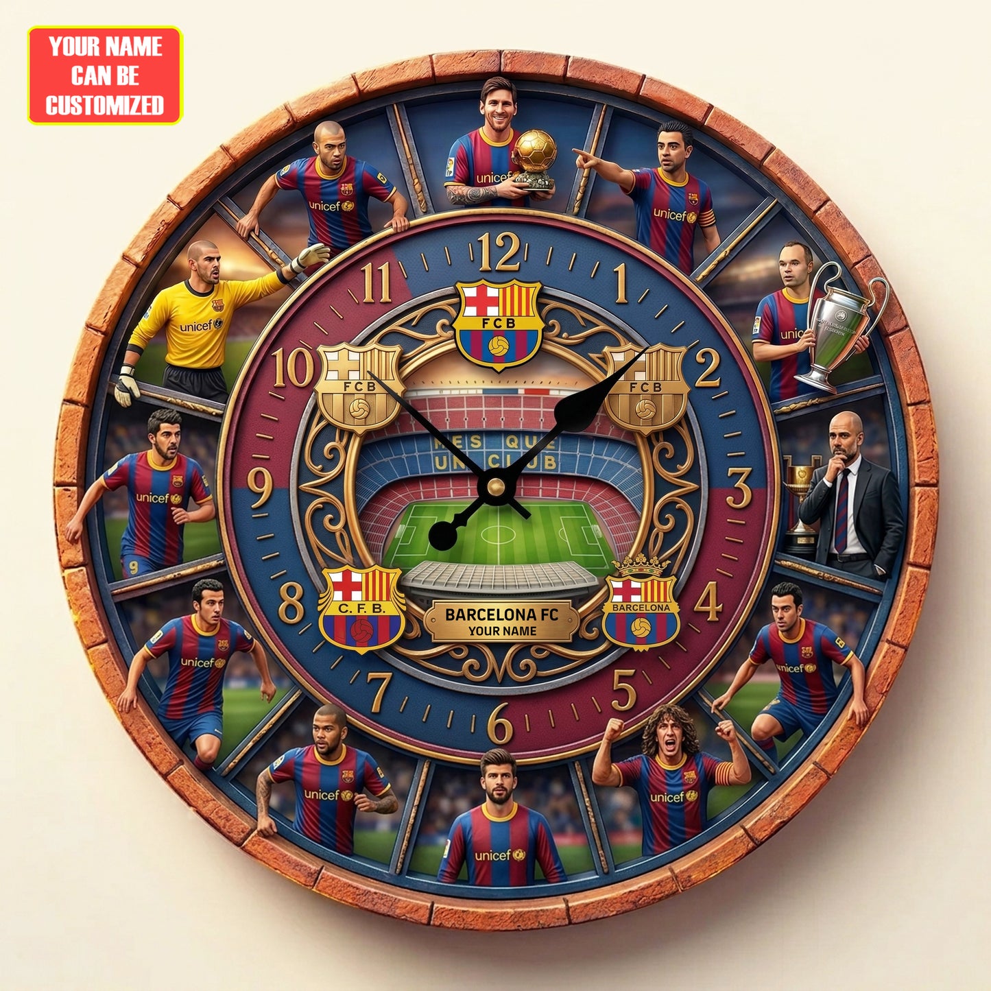 Barca FC Champions Home Decorative 3D Visual Effect Acrylic Wall Clock