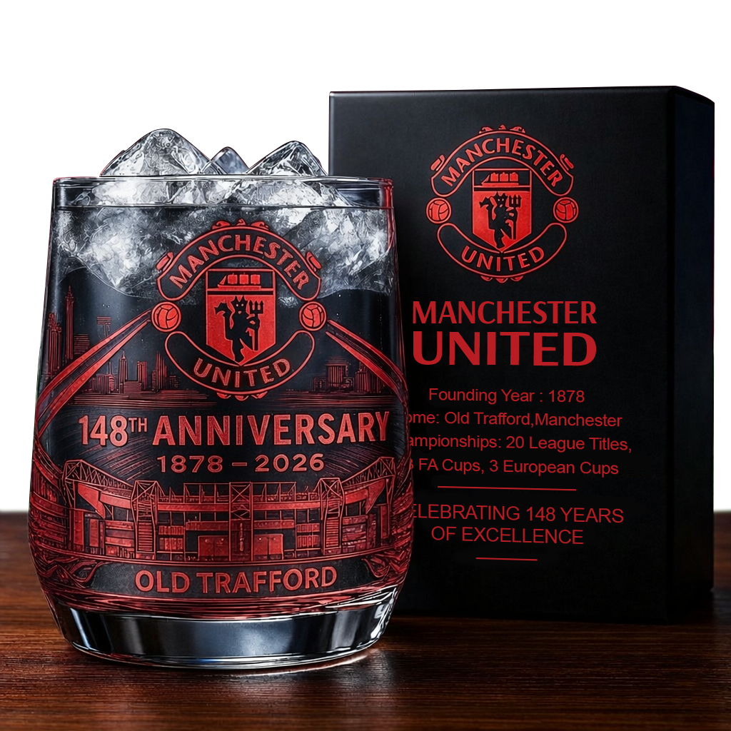 Personalized MU FC 148 Years Anniversary Whisky , MU Whiskey Glass, Holiday Gifts V7