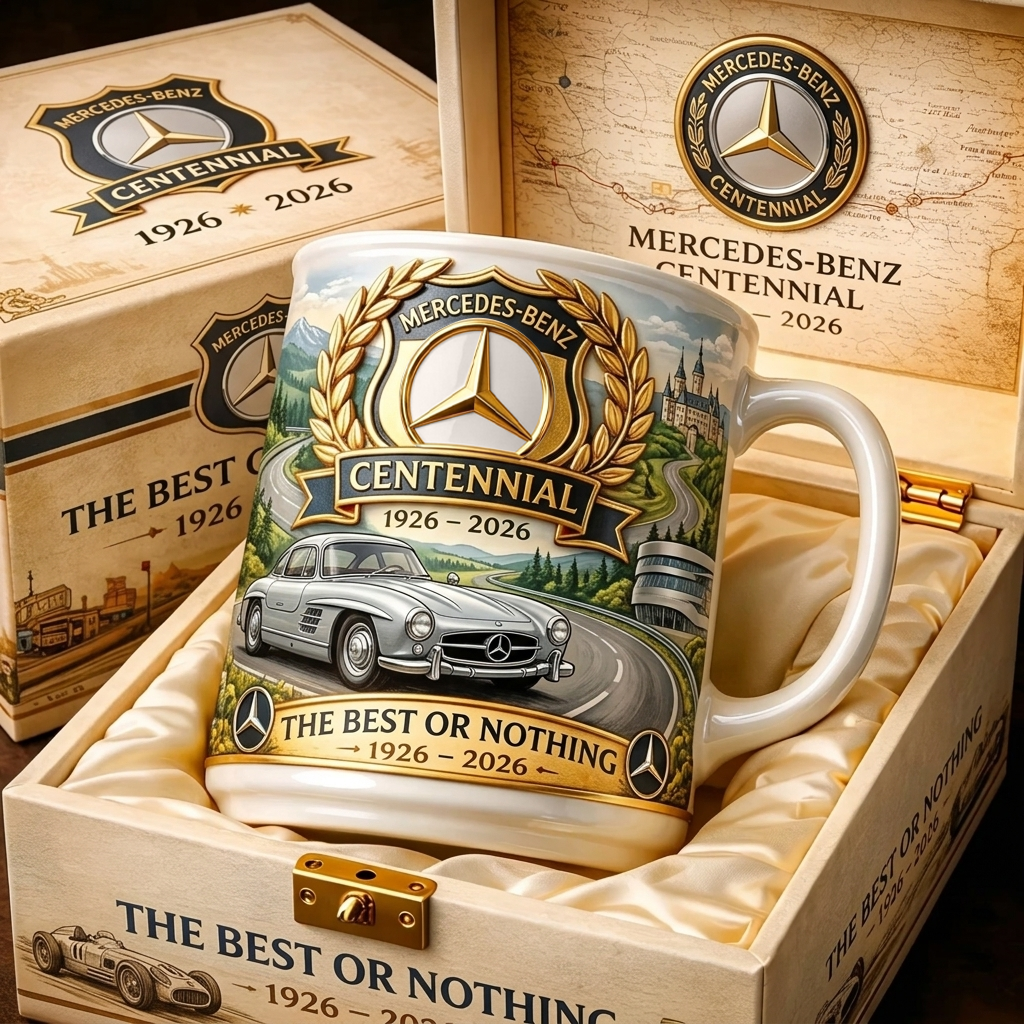 Merc 100th Anniversary Centennial Accent Mug , Cream Mug Gifts , Holiday Gifts (1926-2026)