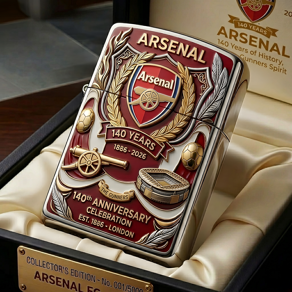 Arsenal FC 140th Anniversary Edition Luxury Zippo Lighter (1886-2026)