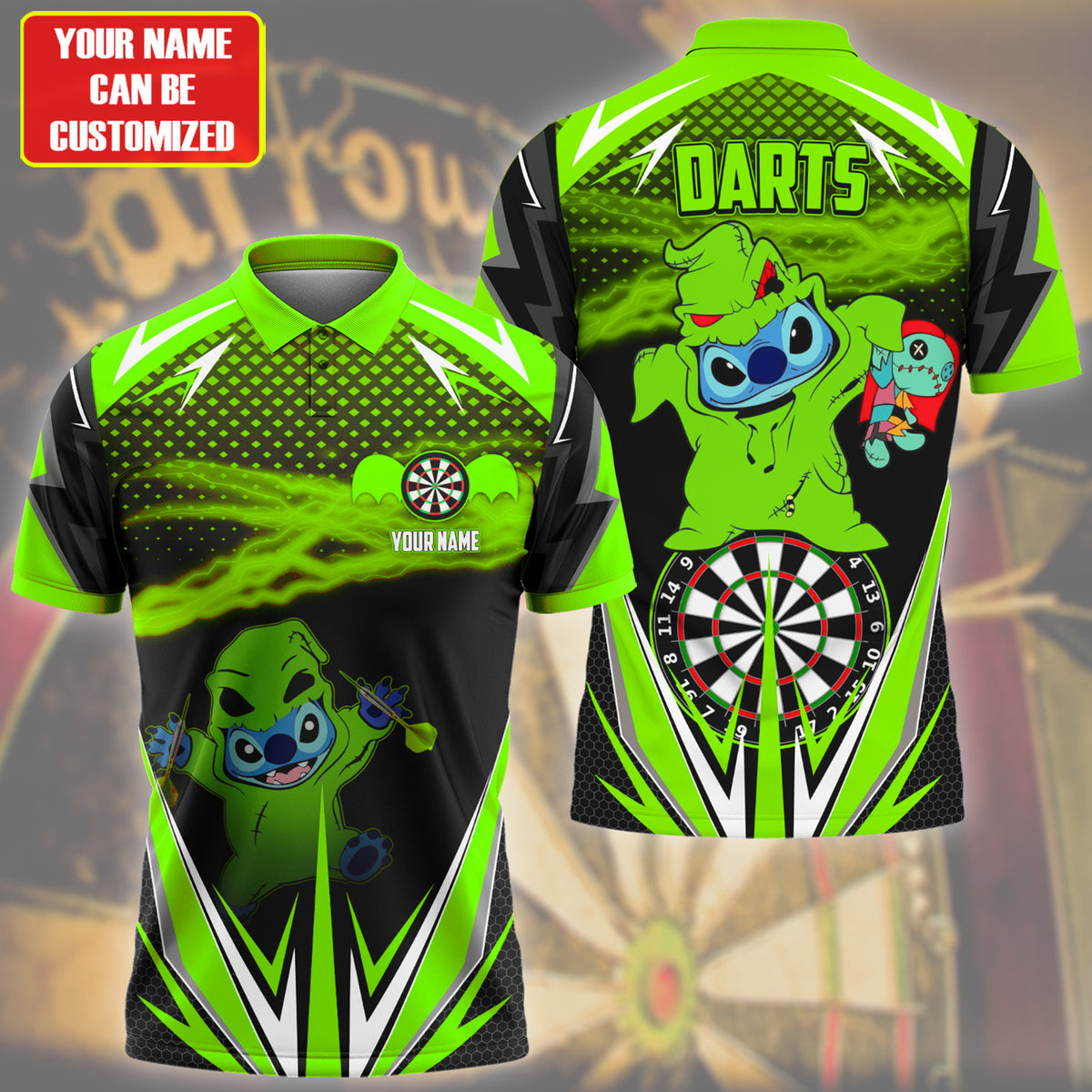 Personalized Name St Darts Halloween Green Version All Over Printed Unisex Shirt Q100804