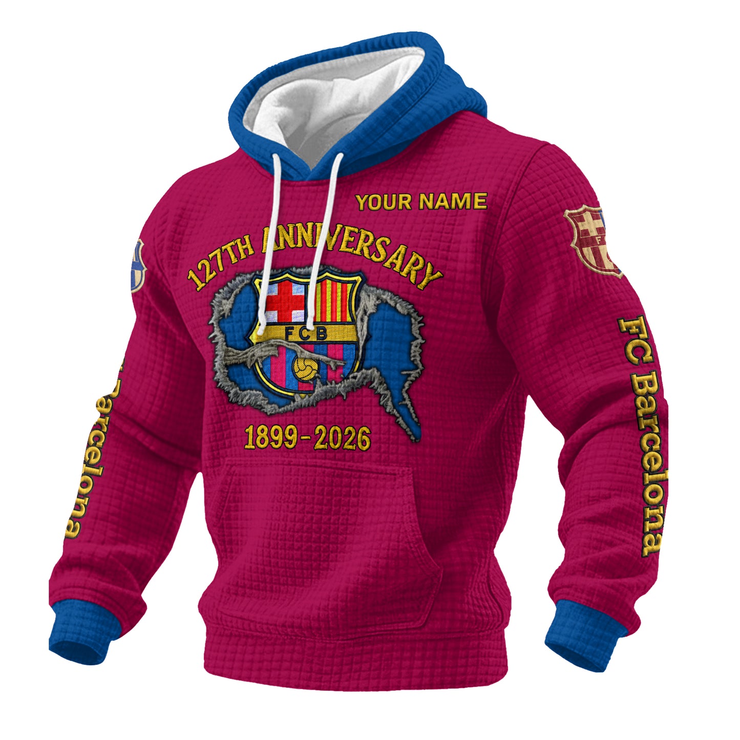 Personalized Barca 127th Anniversary Fabric Hooded Sweatshirt