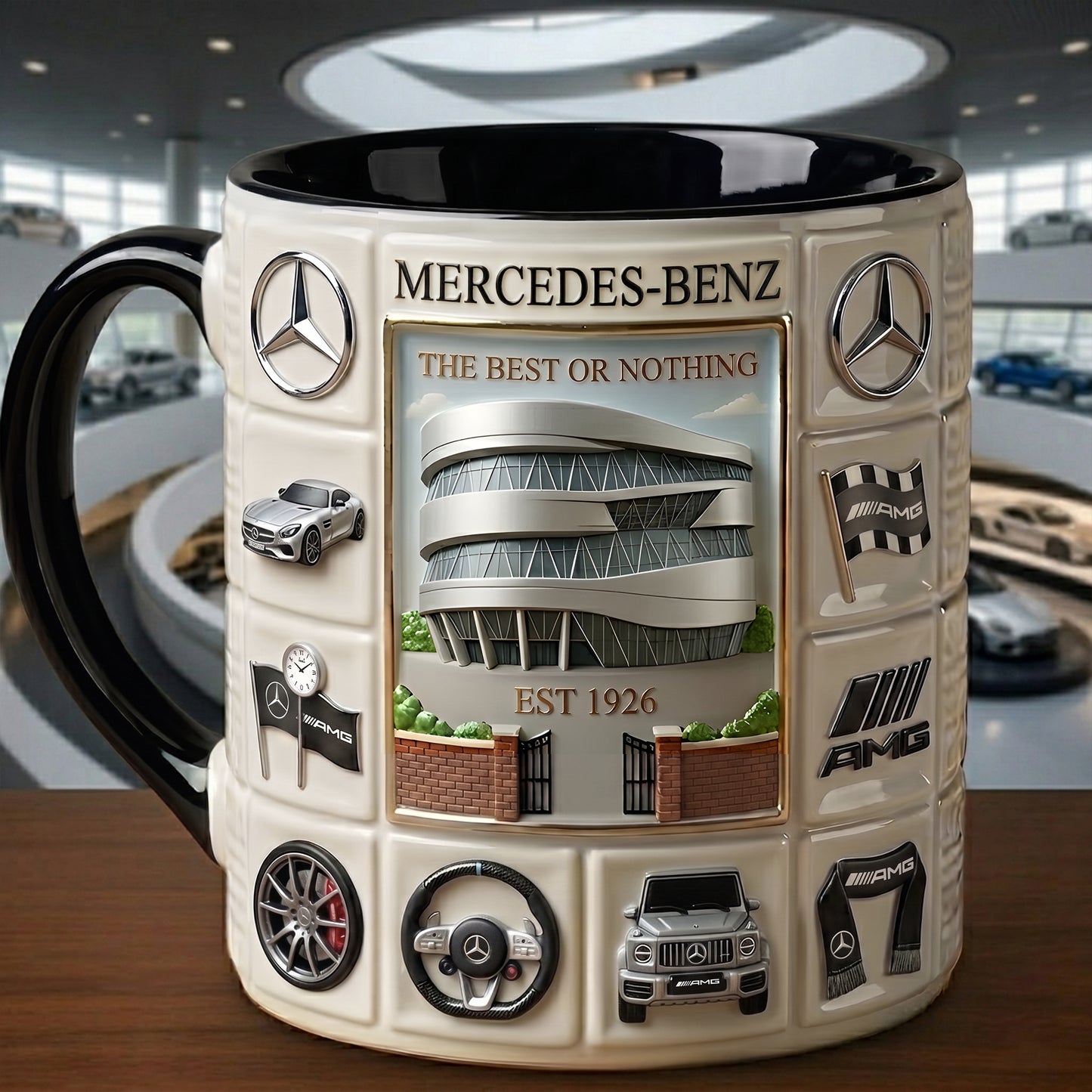 Personalized Merc AMG Accent Mug , Cream Mug Gifts , Holiday Gifts V2