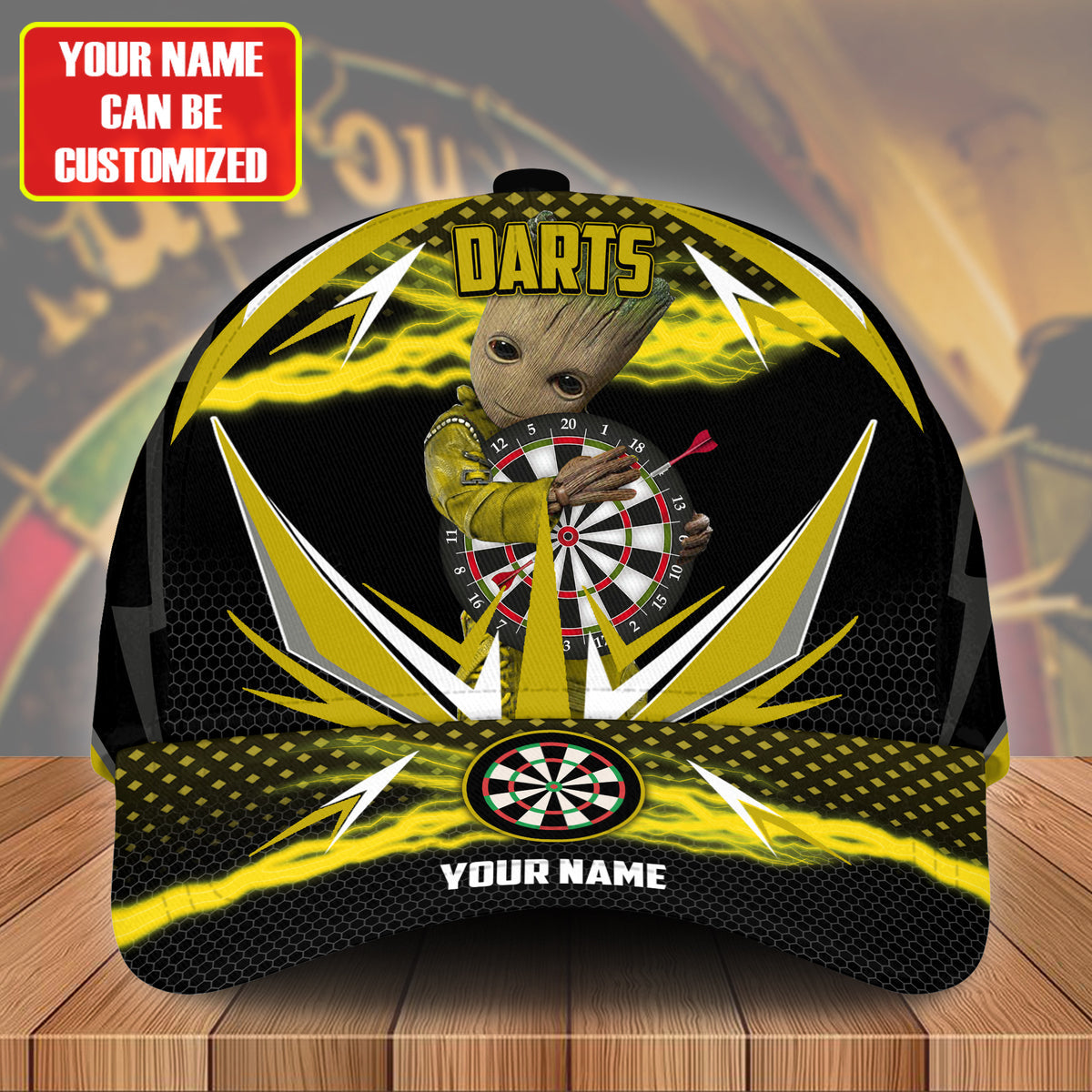 Personalized Name Yellow Gr Darts Classic Cap Q120301