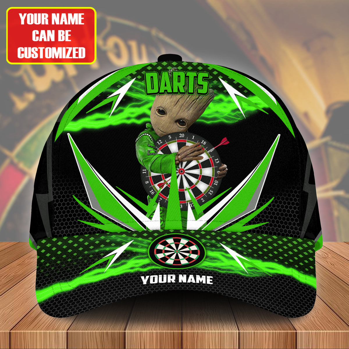 Personalized Name Green Gr Darts Classic Cap Q120301