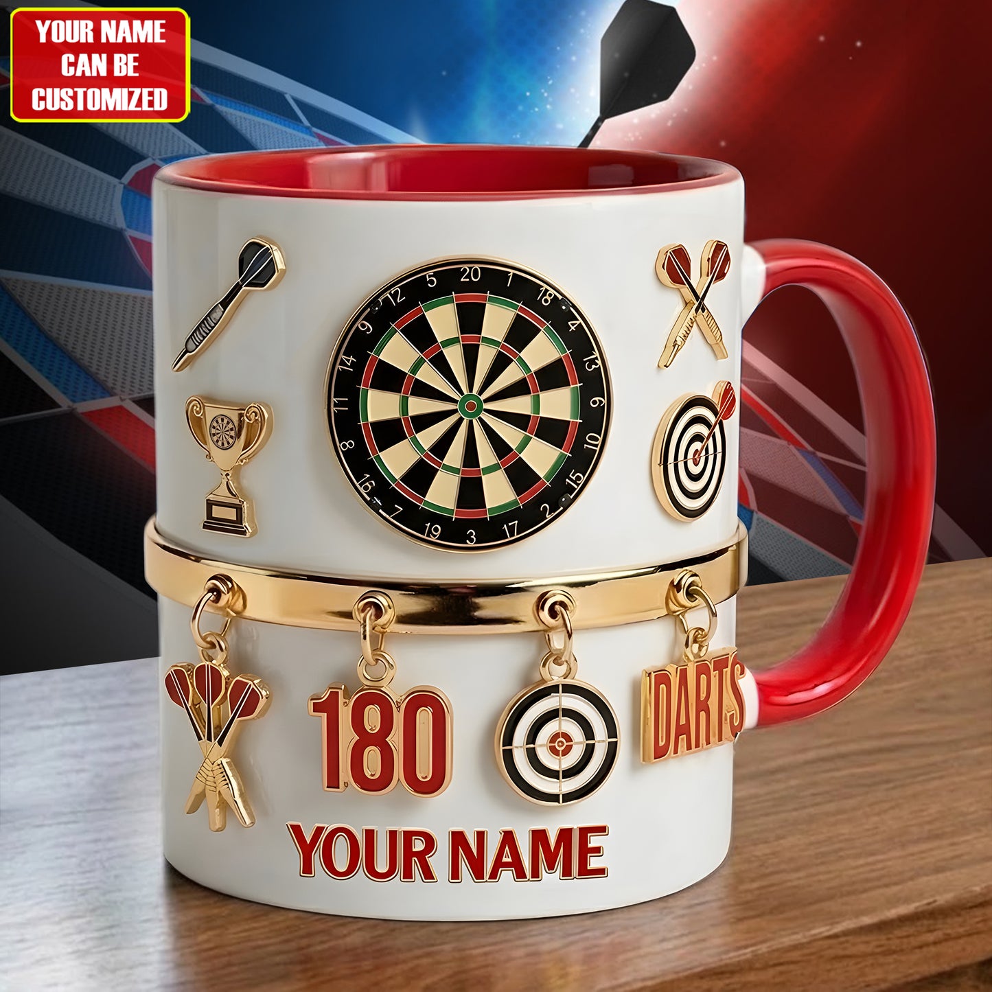 Personalized Darts Accent Mug , Cream Mug Gifts , Holiday Gifts