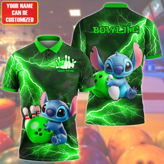 Personalized Name Green ST Bowling Thunder All Over Printed Unisex Shirt Q120605