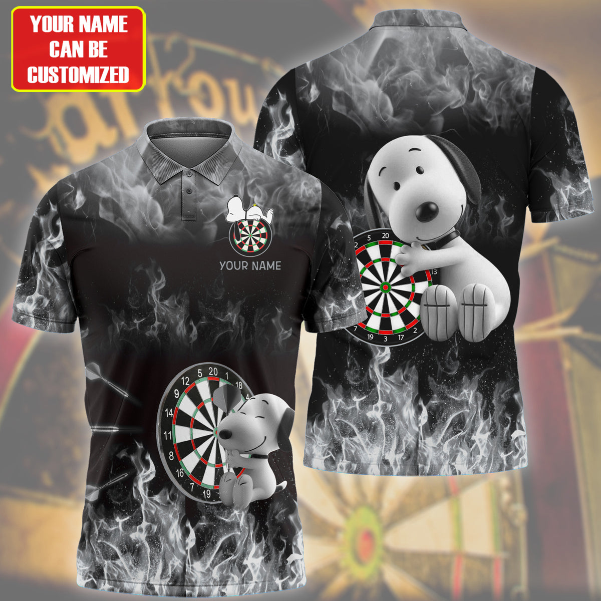 Personalized Name Black Snp Darts Fire All Over Printed Unisex Shirt Q120605