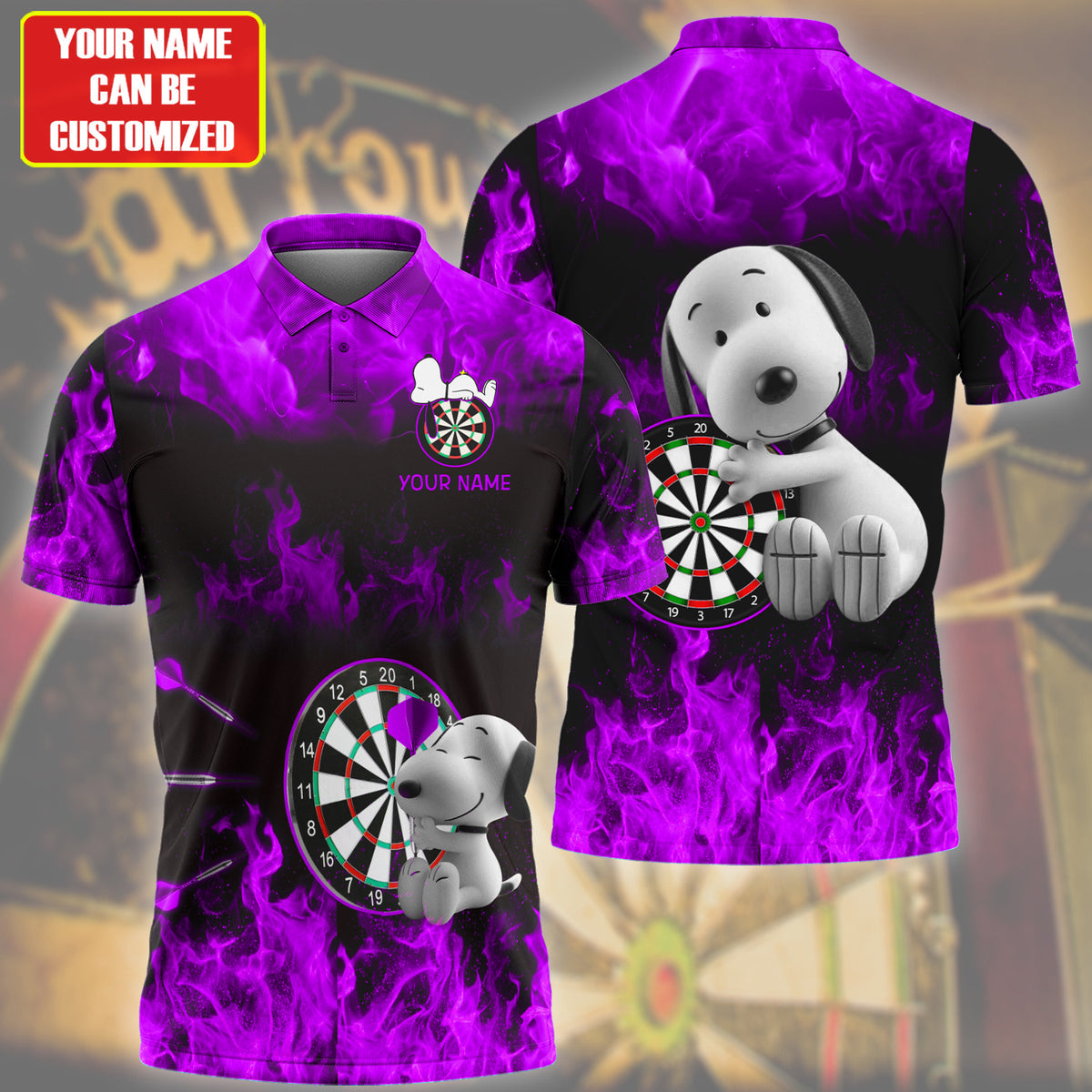 Personalized Name Purple Snp Darts Fire All Over Printed Unisex Shirt Q120605