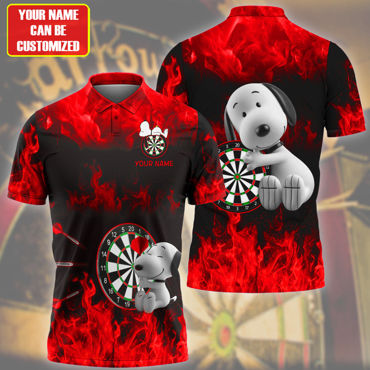 Personalized Name Red Snp Darts Fire All Over Printed Unisex Shirt Q120605