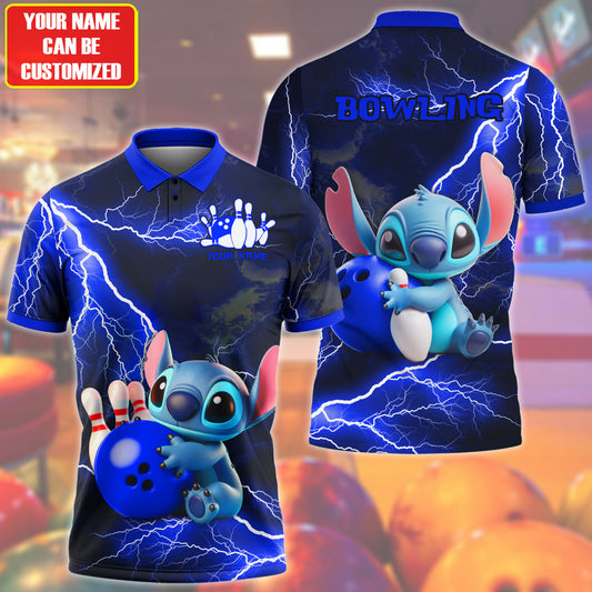Personalized Name Blue ST Bowling Thunder All Over Printed Unisex Shirt Q120605