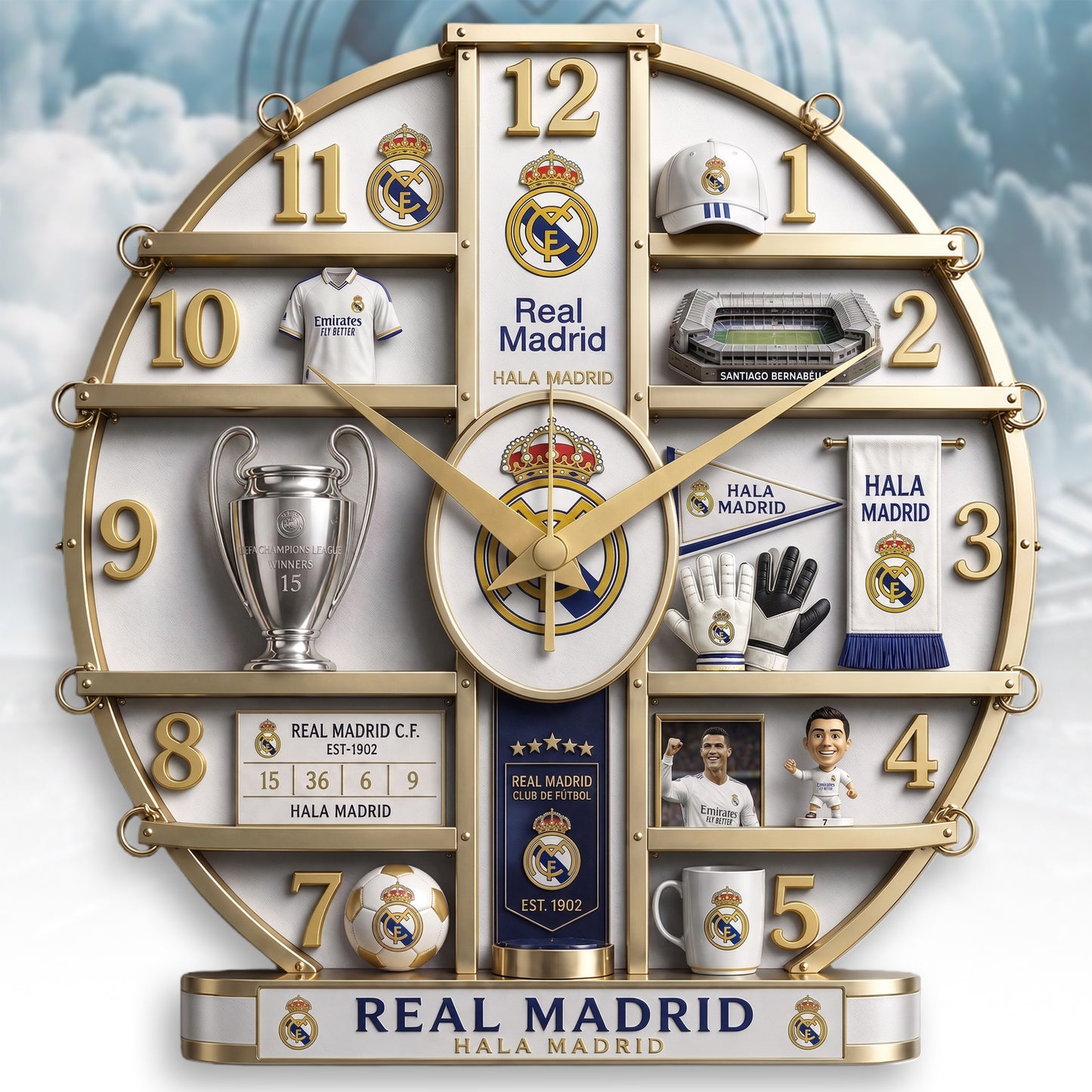 Real FC Home Decorative 3D Visual Effect Acrylic Wall Clock
