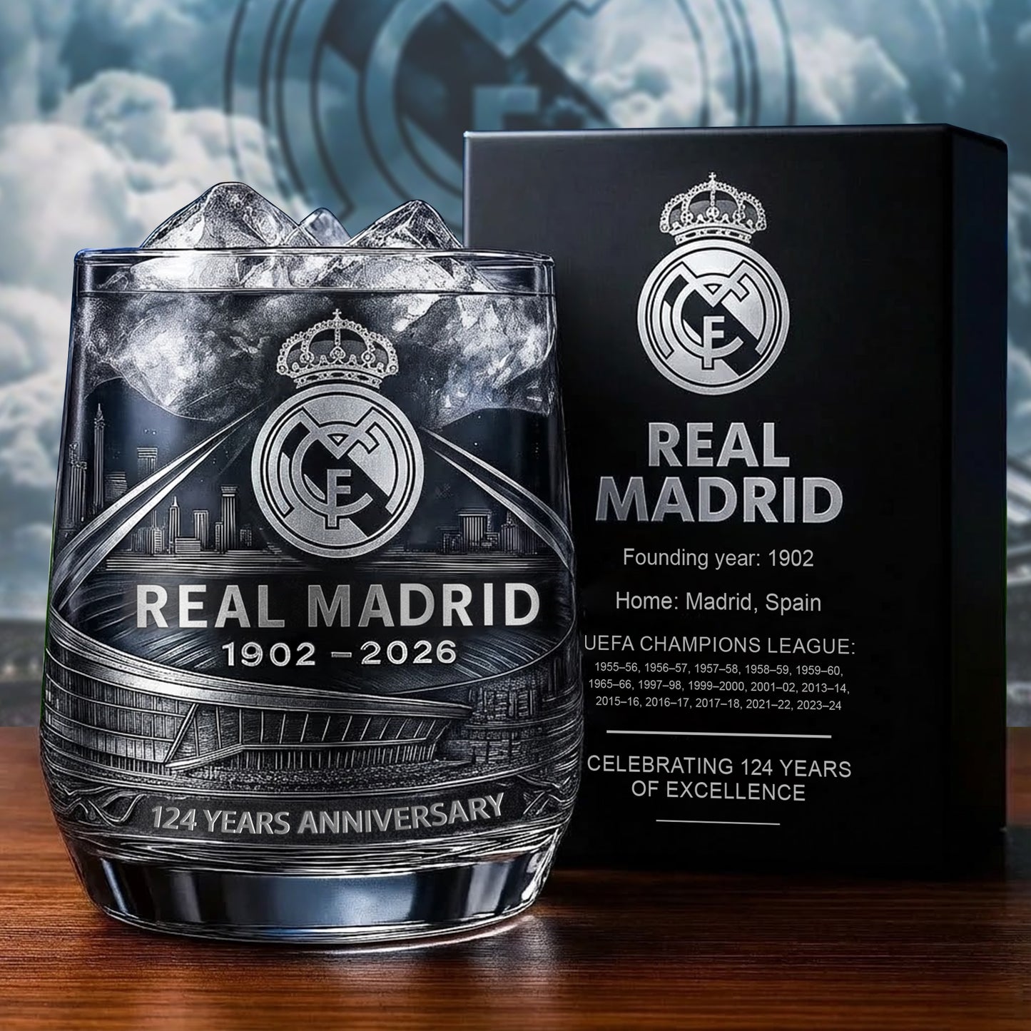 Personalized Real 124 Years Anniversary Whisky , Real Whiskey Glass V3