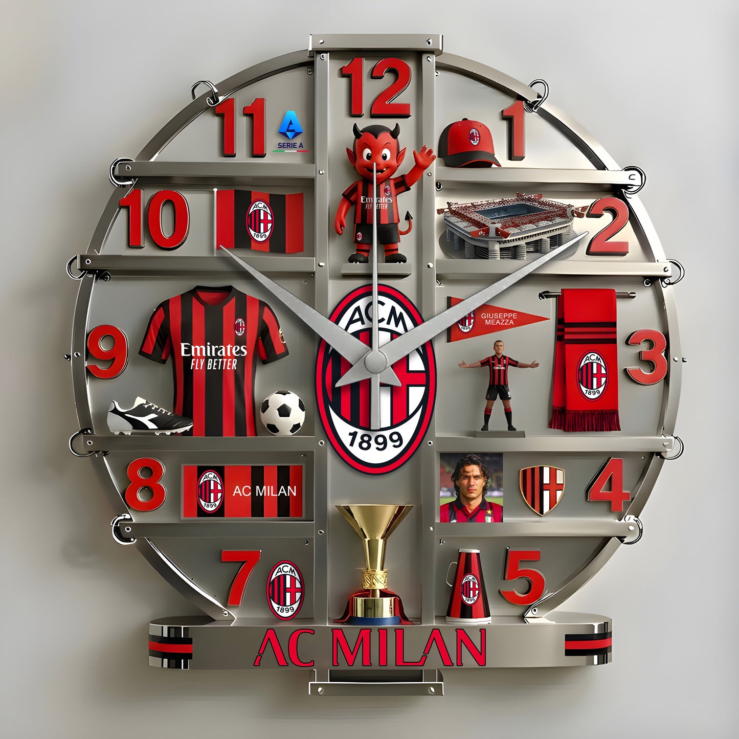 AC Milan Home Decorative 3D Visual Effect Acrylic Wall Clock