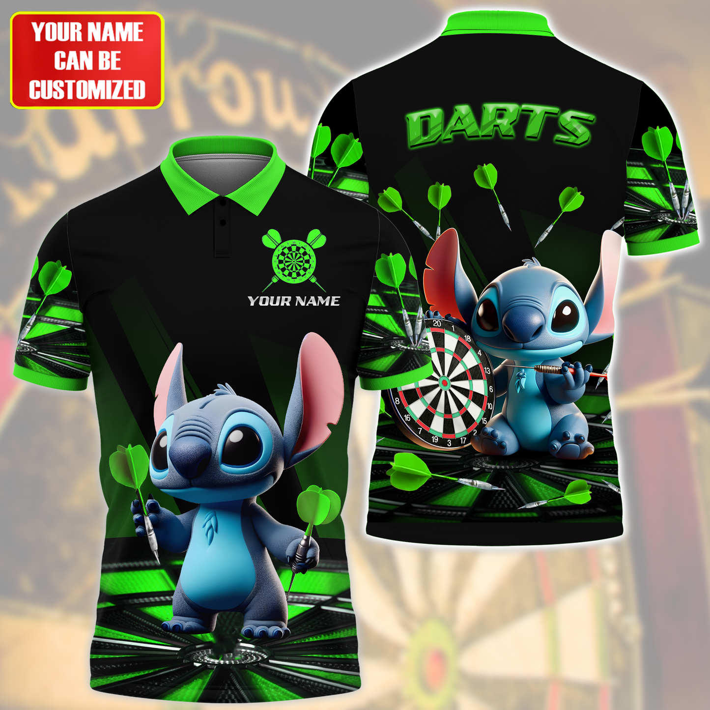 Personalized Name St Darts Q3 Green Version All Over Printed Unisex Shirt Q130503