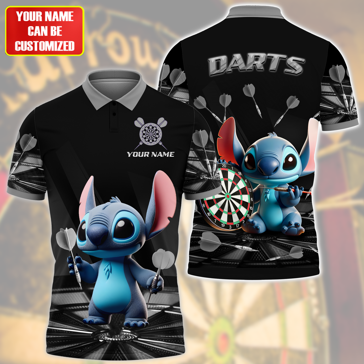 Personalized Name St Darts Q3 Black Version All Over Printed Unisex Shirt Q130503