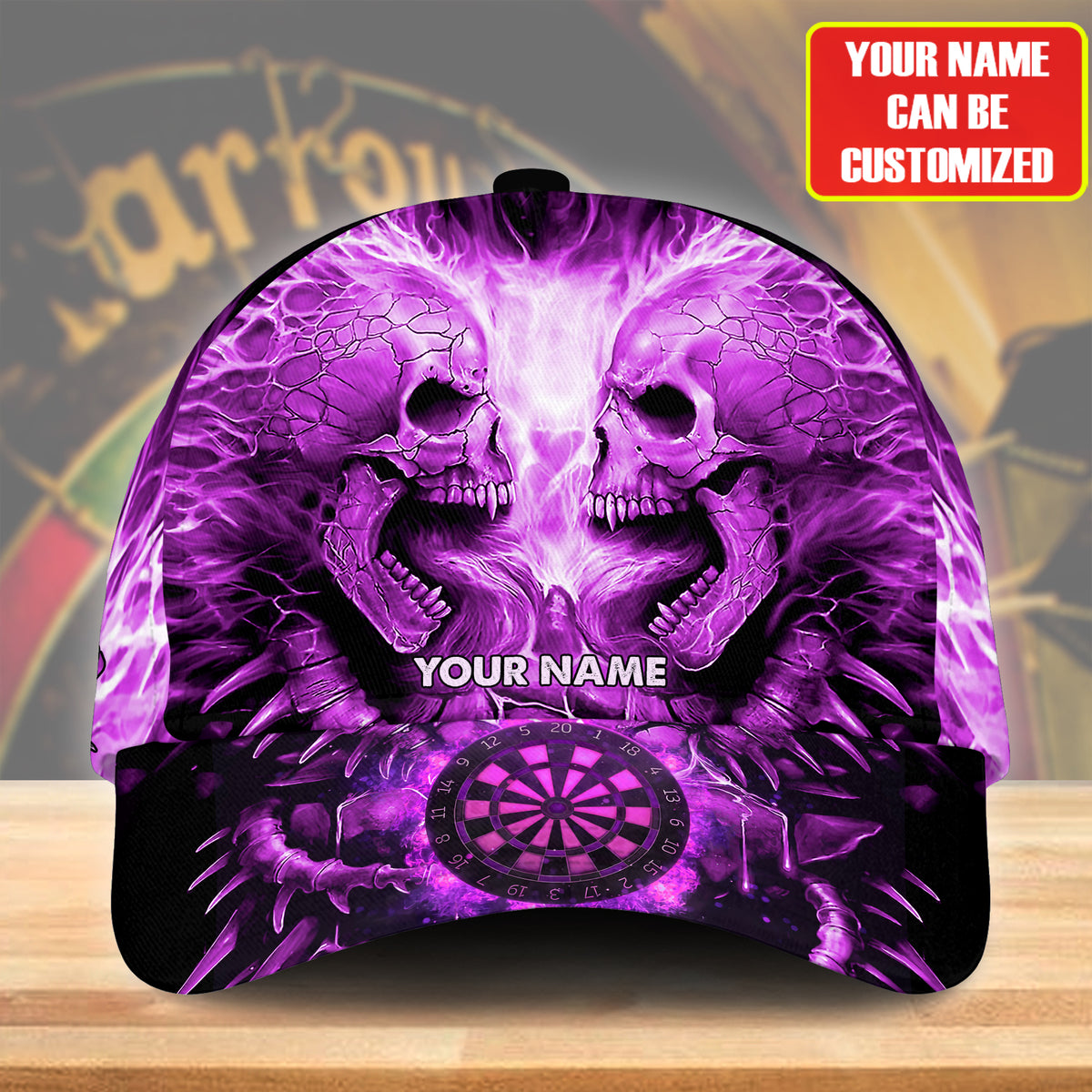 Personalized Name Purple Skull Darts Classic Cap Q130504