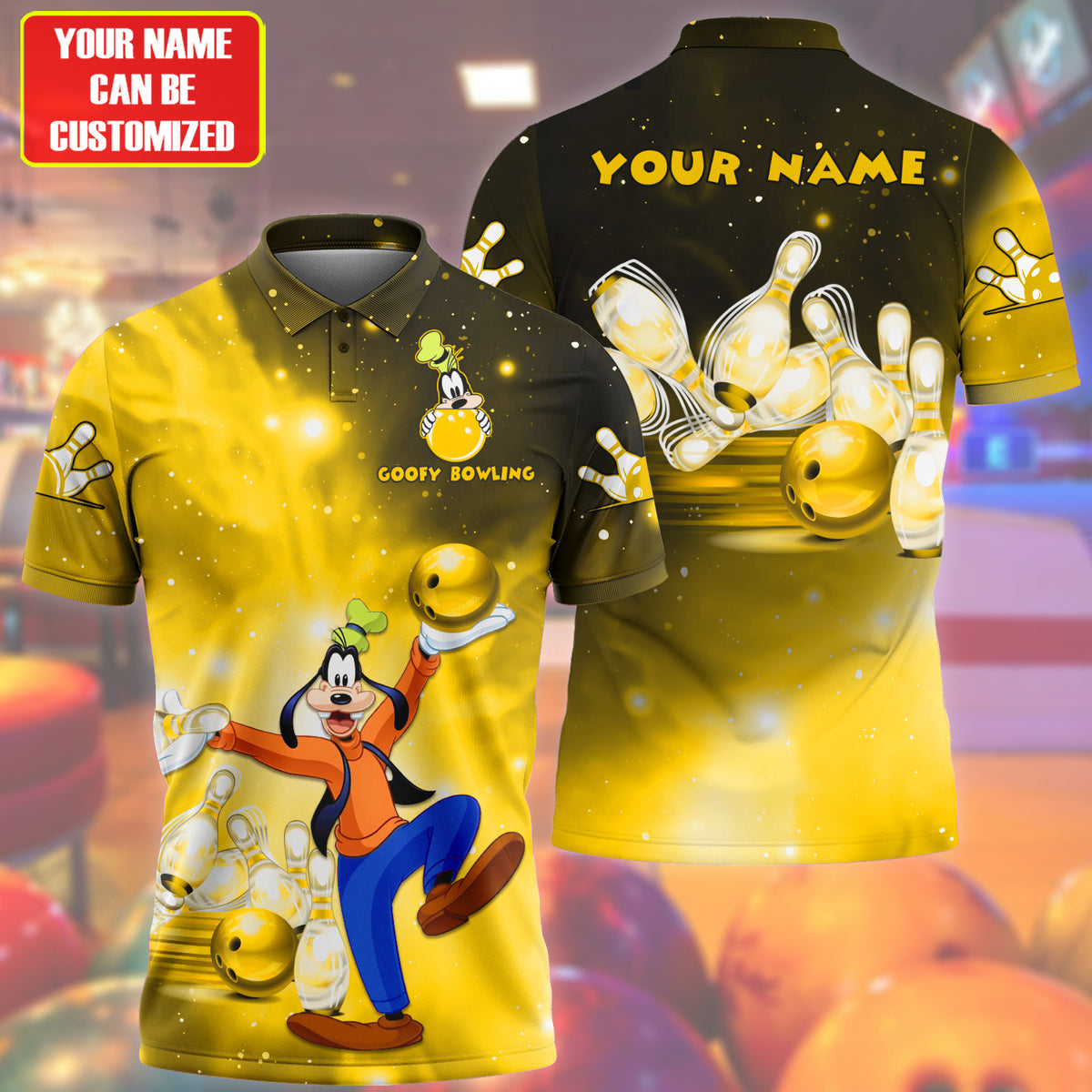 Personalized Name Yellow Gf Bowling All Over Printed Unisex Shirt Q020501