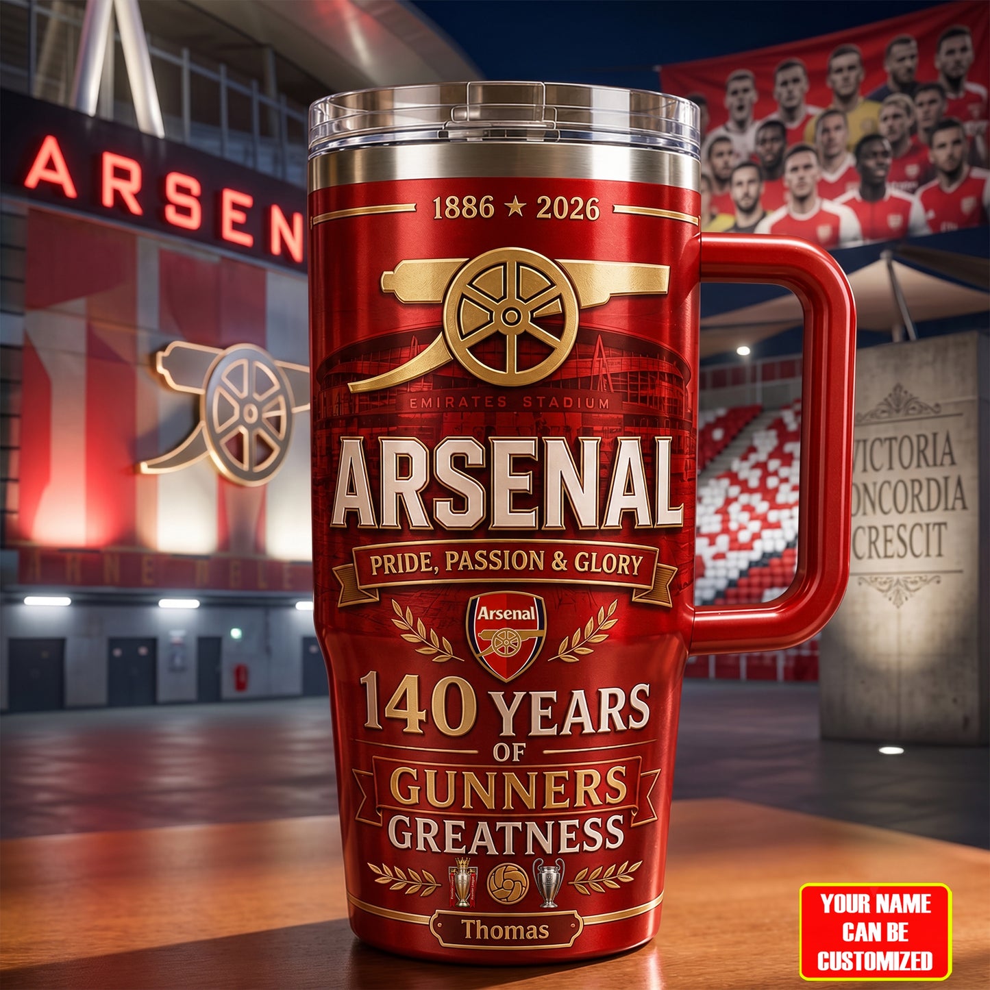 Arsenal Gunners Greatness Insulated Tumbler 30oz 40oz