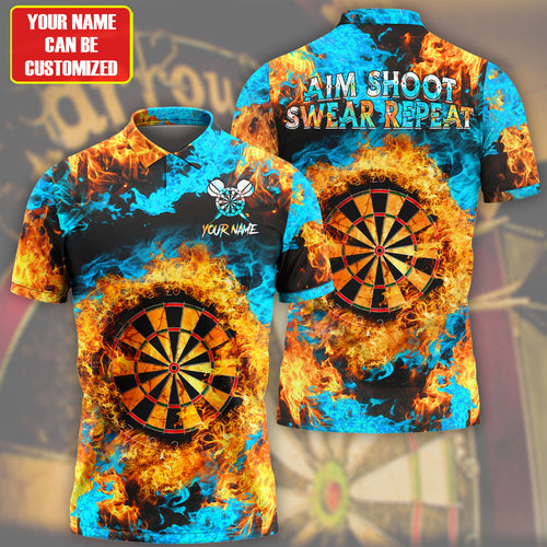 Personalized Name Darts Fire Aim Shoot Swear Repeat All Over Printed Unisex Shirt Q150505