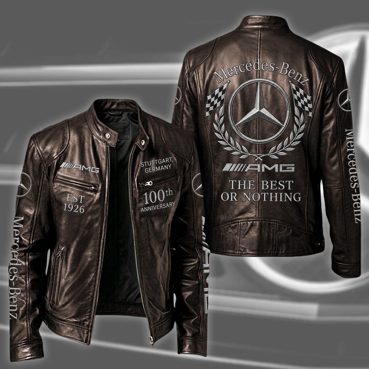 Merc 100TH Anniversary Edition Vintage Collar Leather Jacket
