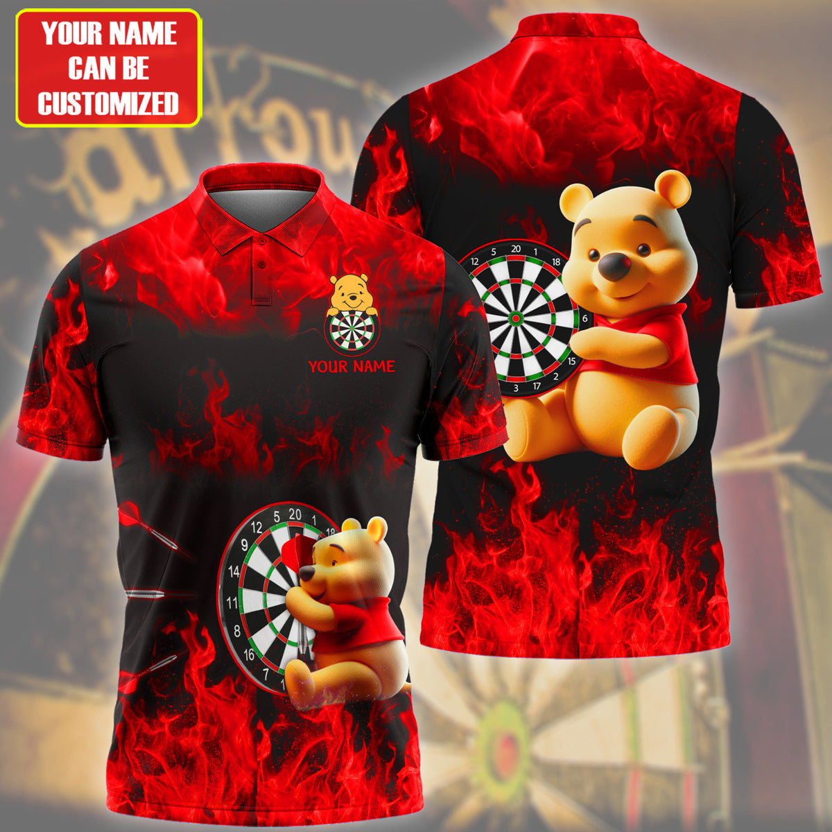 Personalized Name Red Wtp Darts Fire All Over Printed Unisex Shirt Q150603