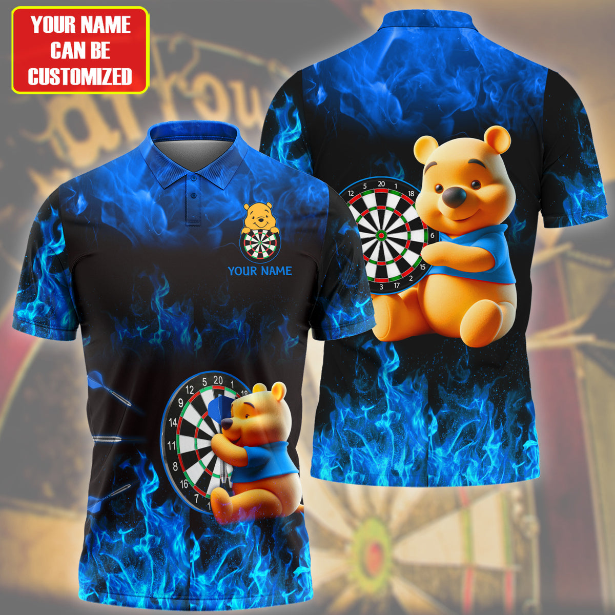 Personalized Name Blue Wtp Darts Fire All Over Printed Unisex Shirt Q150603