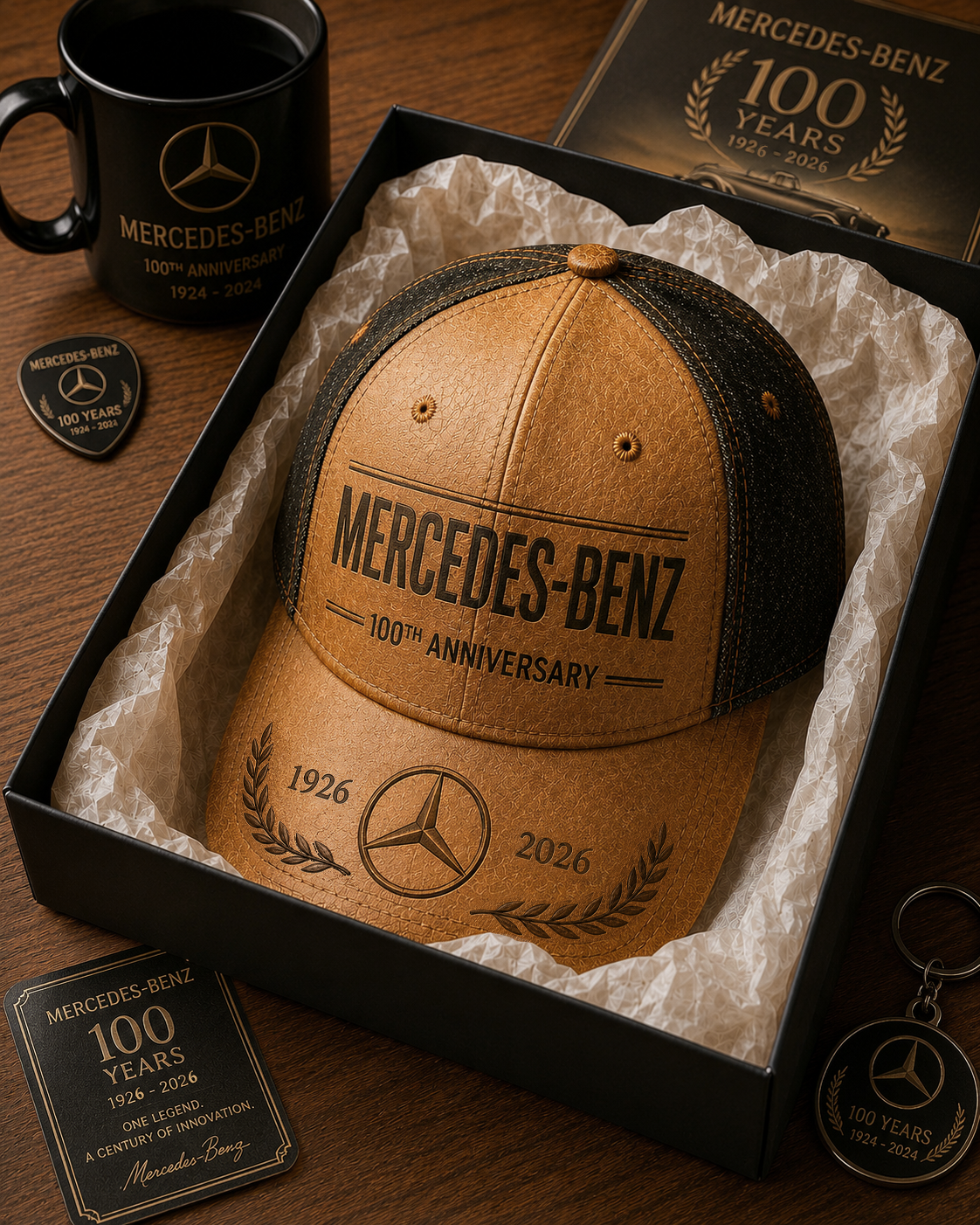 Personalized Merc 100TH Anniversary Leather Classic Cap