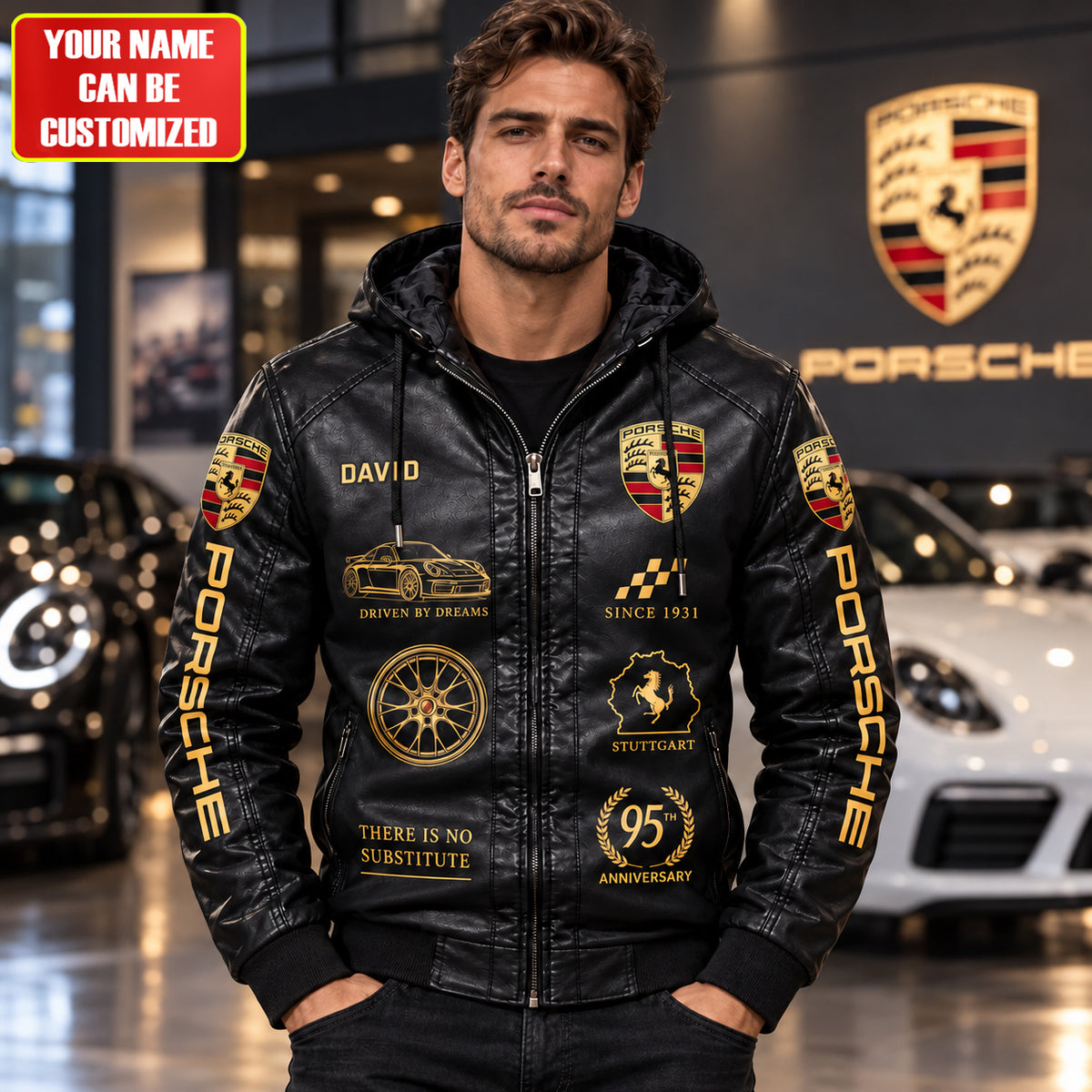 Personalized Pors 2026 Hooded Varsity Leather Jacket (1931-2026)