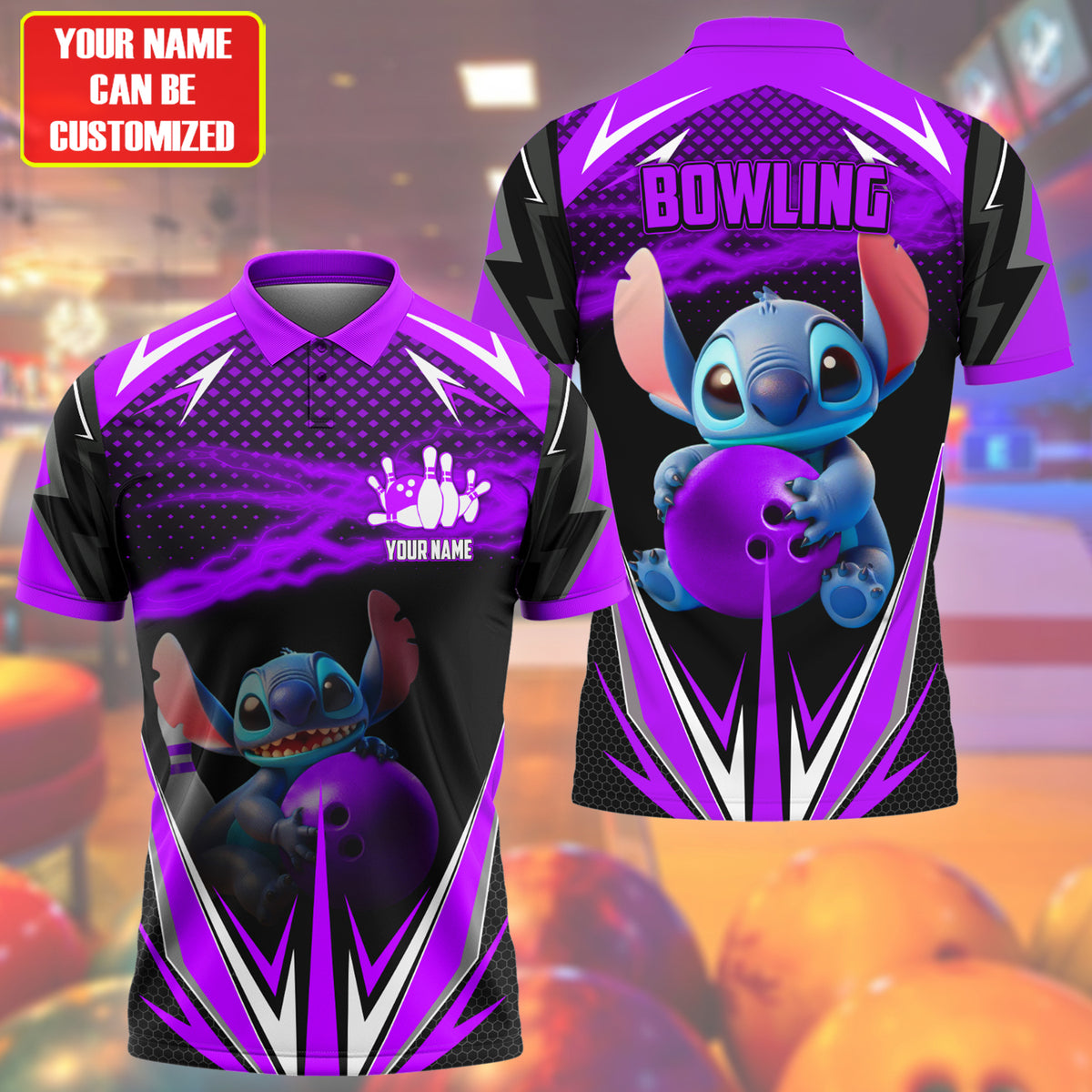 Personalized Name ST Bowling Purple Version All Over Printed Unisex Shirt Q160501