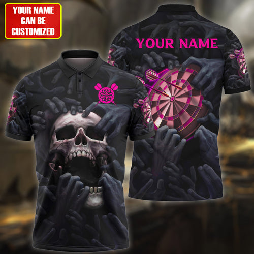 Personalized Name Pink Skull Darts Darkness All Over Printed Unisex Shirt Q160506