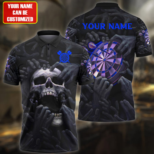 Personalized Name Blue Skull Darts Darkness All Over Printed Unisex Shirt Q160506
