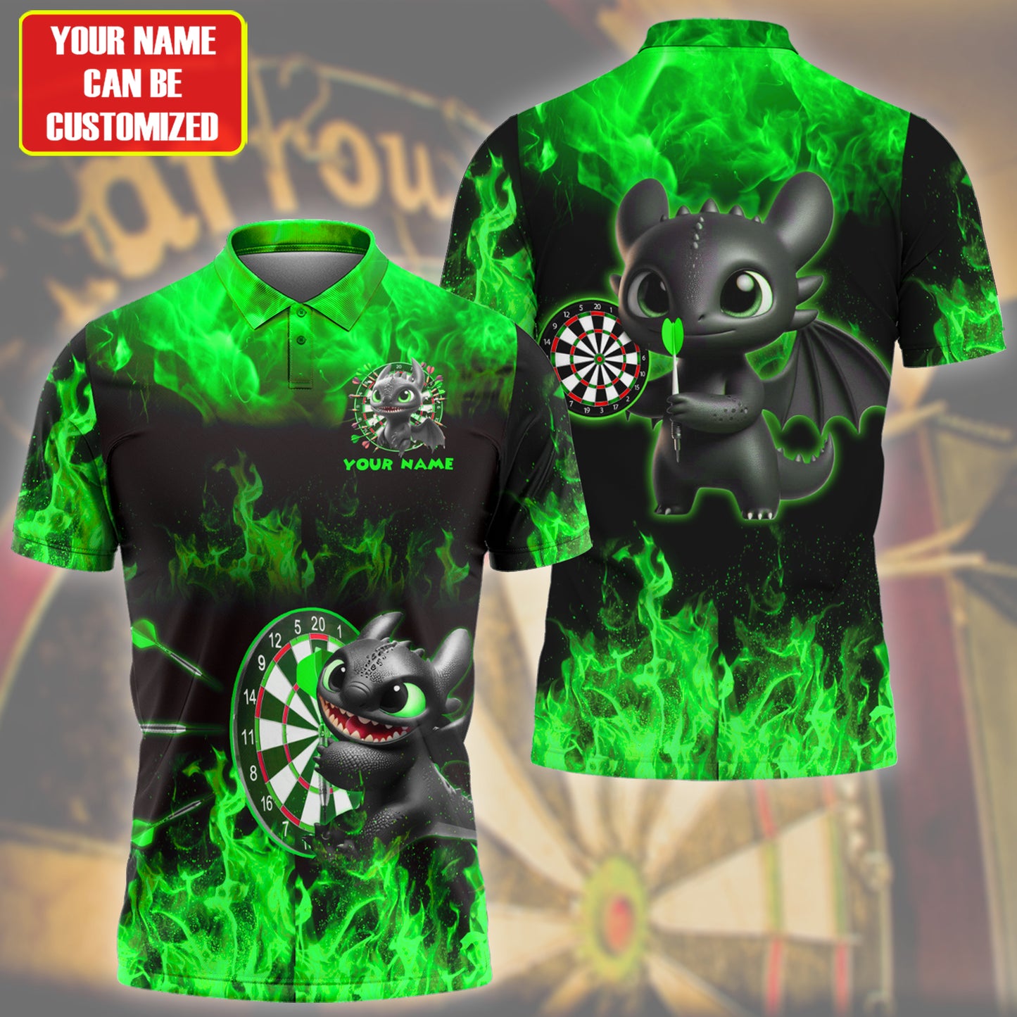 Personalized Toothless Darts Fire Green Version All Over Printed Unisex Shirt Q160604