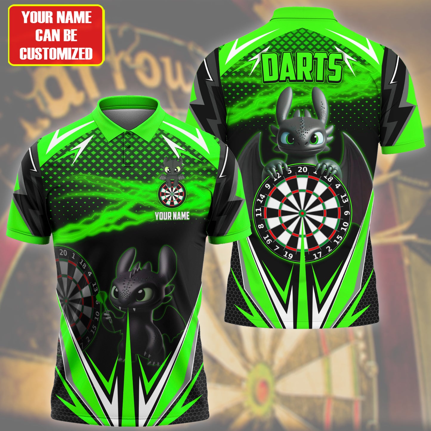 Personalized Toothless Darts Green Version All Over Printed Unisex Shirt Q160605