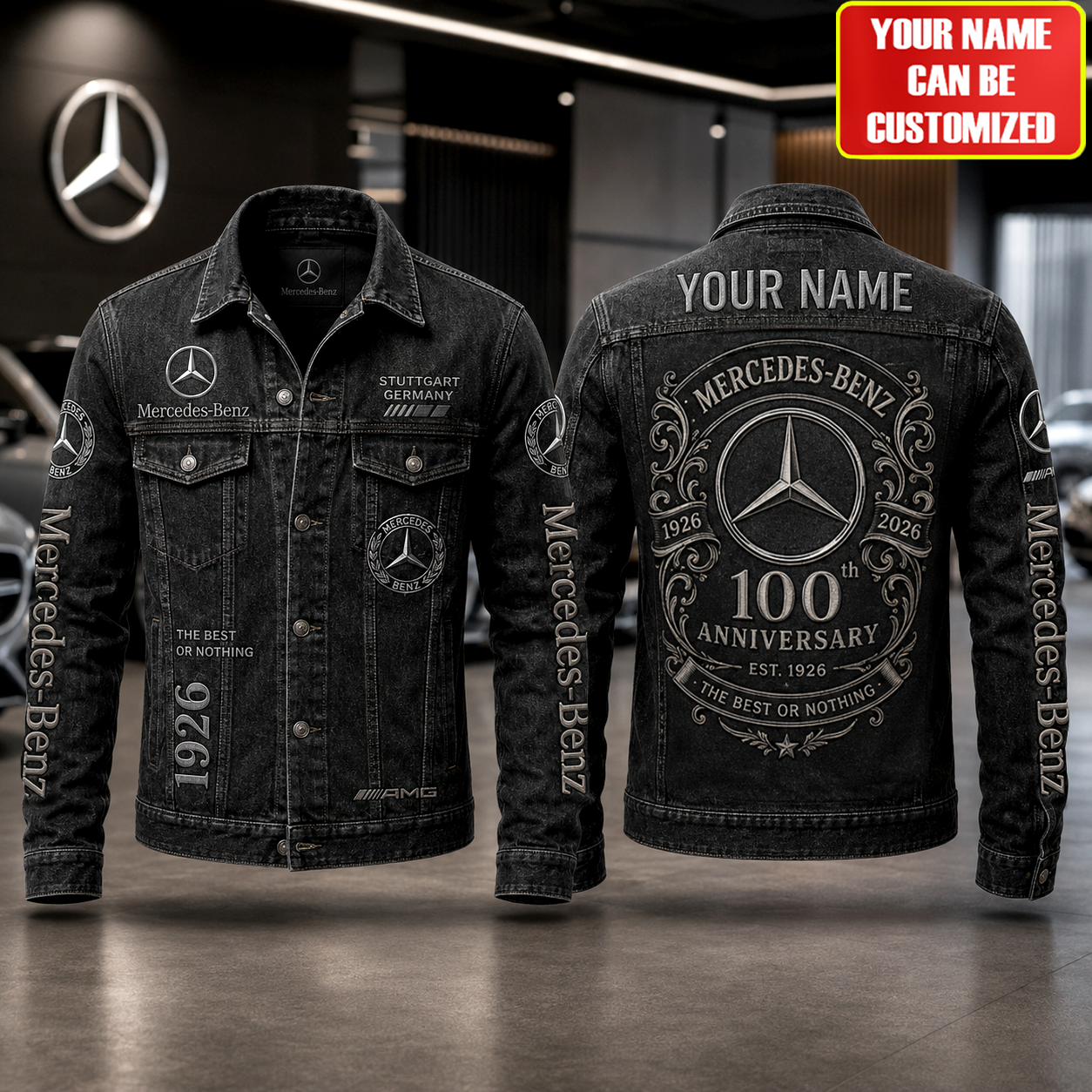 Personalized Merc 100TH Anniversary Denim Casual Jacket , Cotton Jeans Jackets
