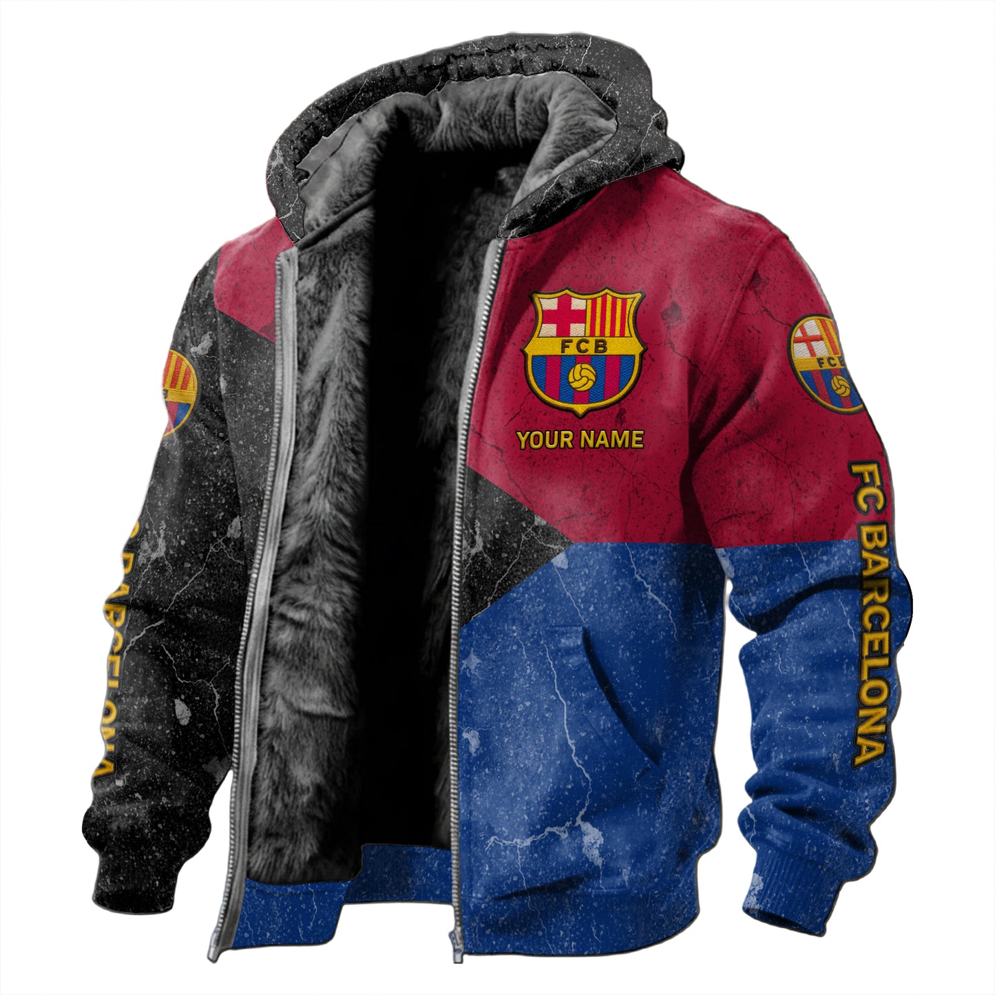 Personalized Barca Fleece inside Jacket V6