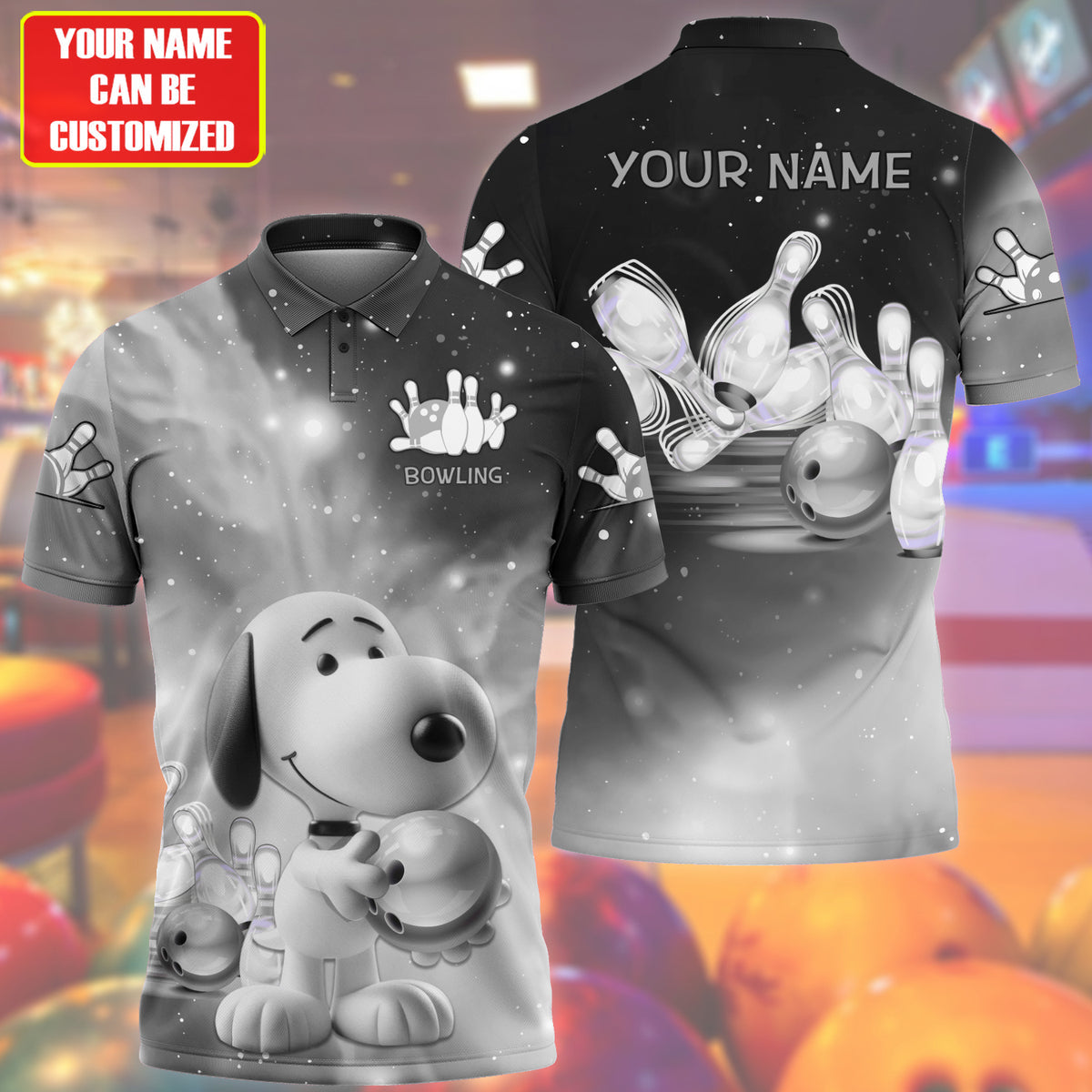 Personalized Name Black Snp Bowling All Over Printed Unisex Shirt Q170501