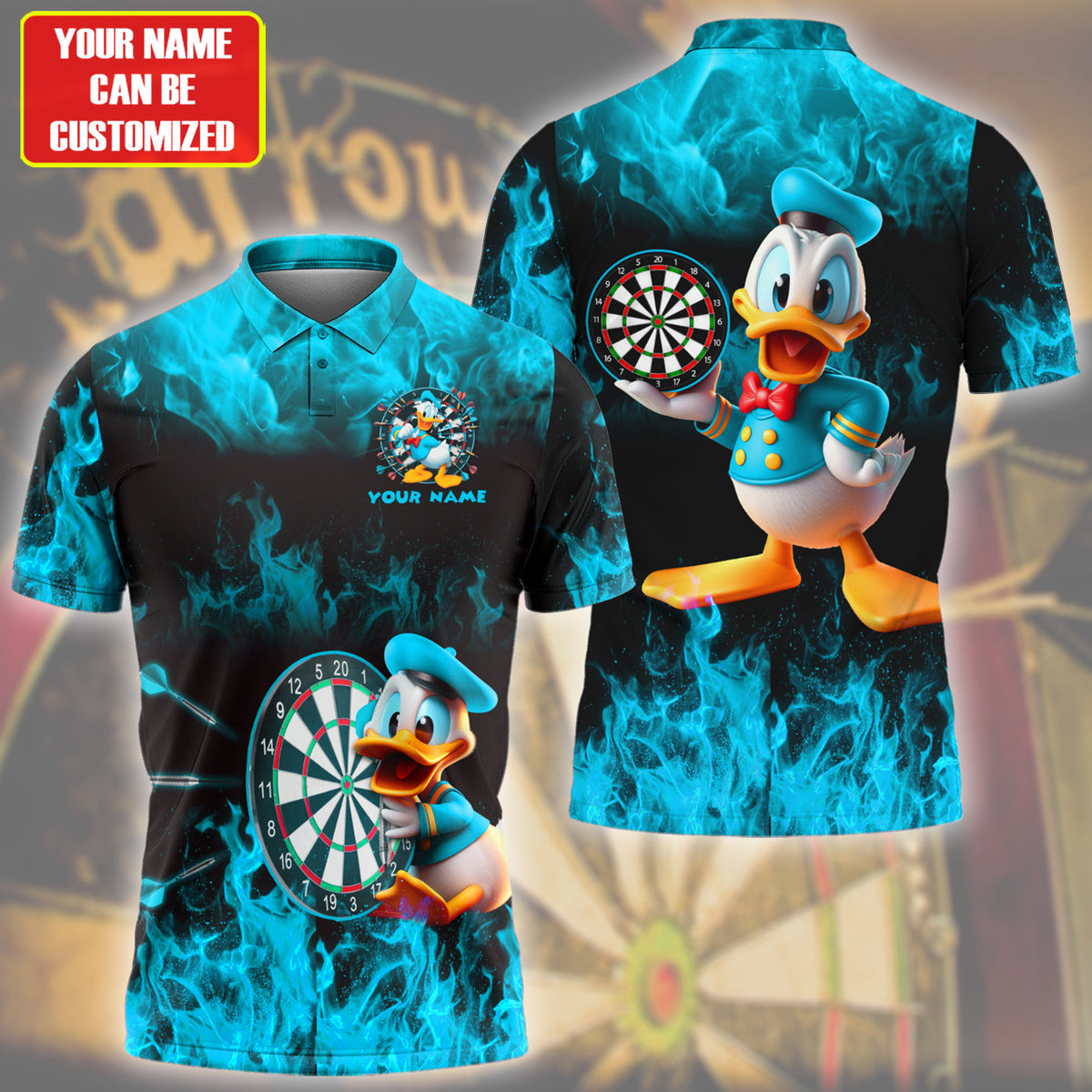 Personalized Name Teal Dn Darts Fire All Over Printed Unisex Shirt Q170905