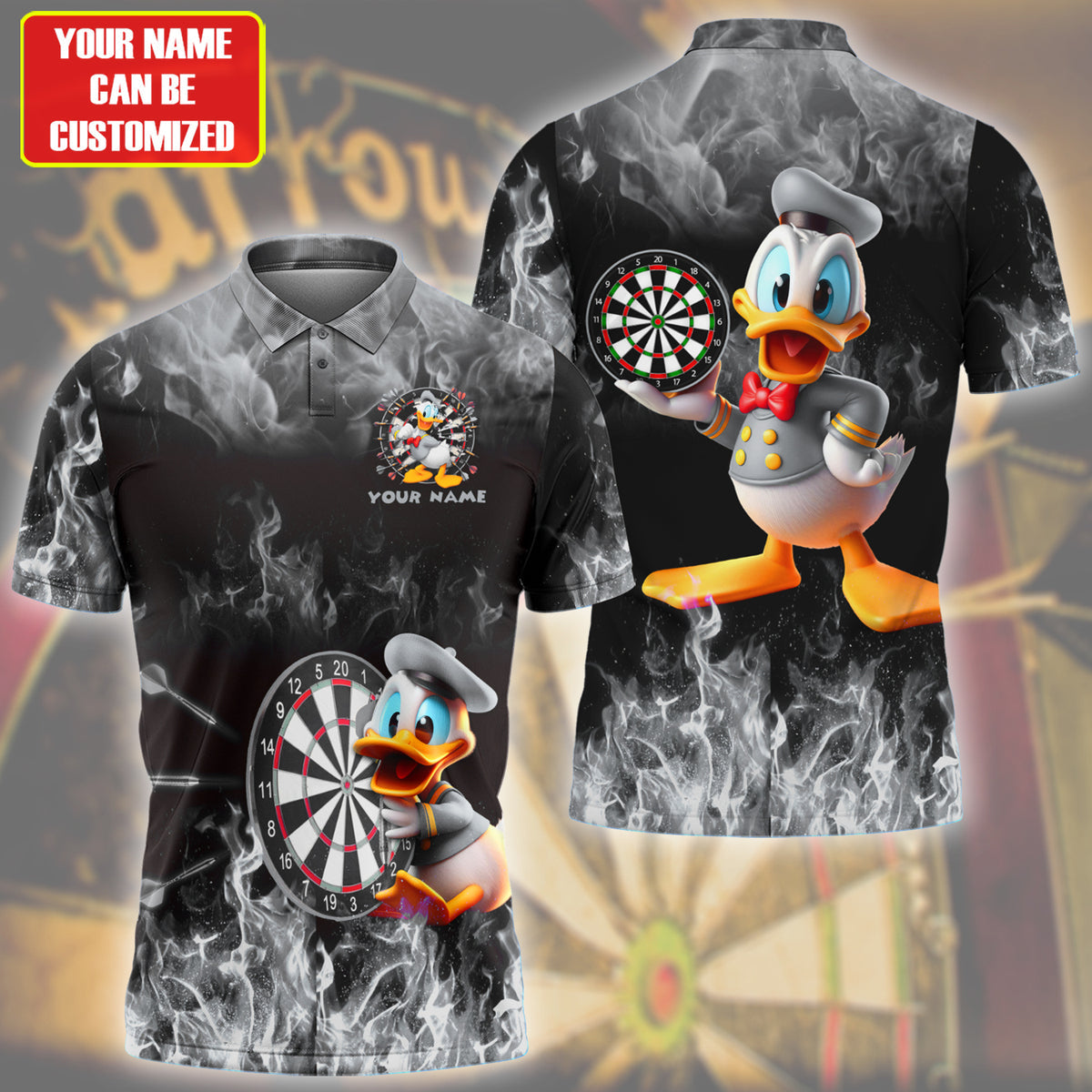 Personalized Name Black Dn Darts Fire All Over Printed Unisex Shirt Q170905