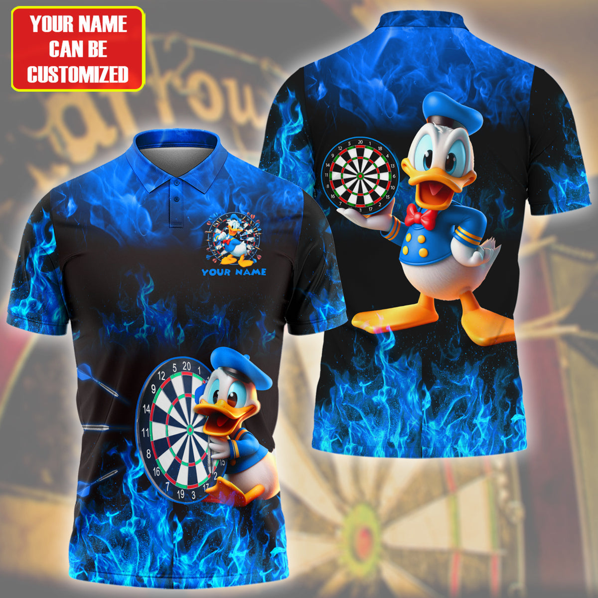 Personalized Name Blue Dn Darts Fire All Over Printed Unisex Shirt Q170905