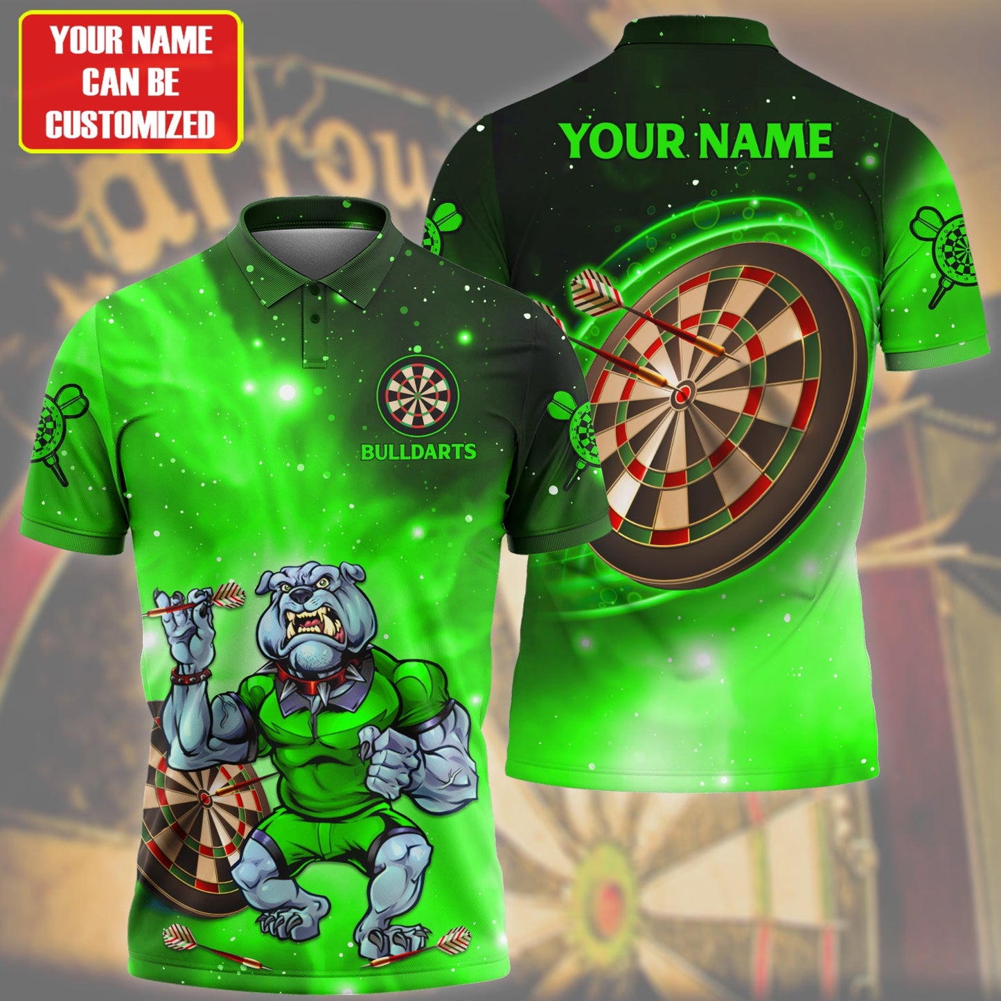 Personalized Bulldog Darts Green Version All Over Printed Unisex Shirt Q180206