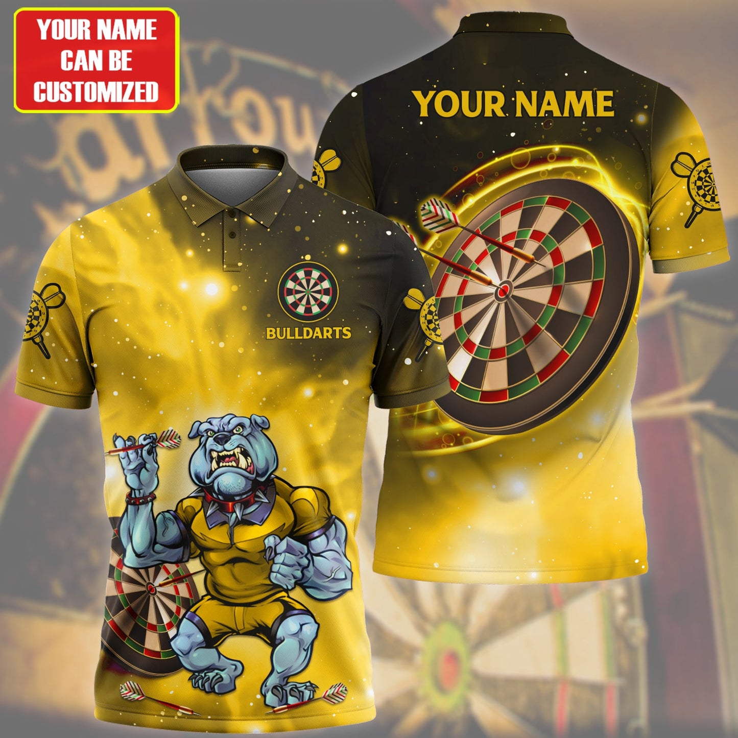 Personalized Bulldog Darts Yellow Version All Over Printed Unisex Shirt Q180206