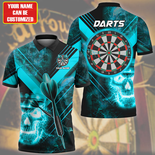 Personalized Name Skull Darts Lighning Teal Version All Over Printed Unisex Shirt Q180603