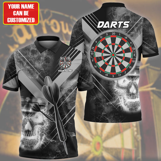 Personalized Name Skull Darts Lighning Black Version All Over Printed Unisex Shirt Q180603