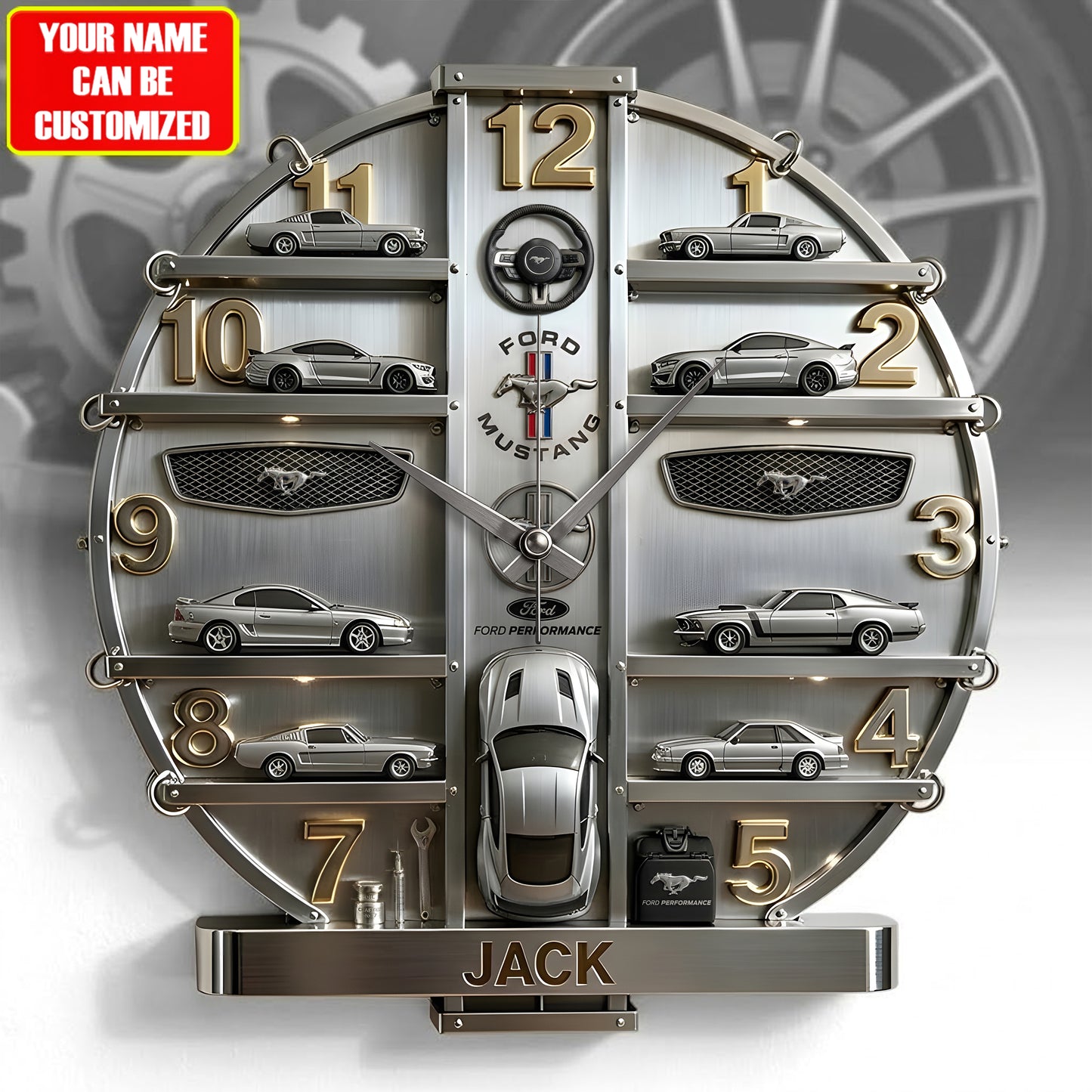 F Mustang Luxury Home Decorative 3D Visual Effect Acrylic Wall Clock