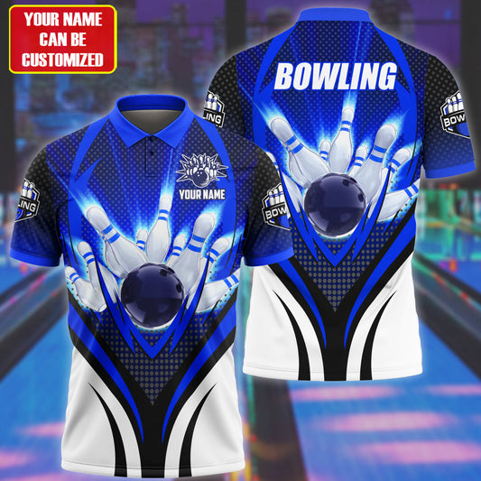 Personalized Name Bowling Player Blue Version All Over Printed Unisex Shirt Q190403