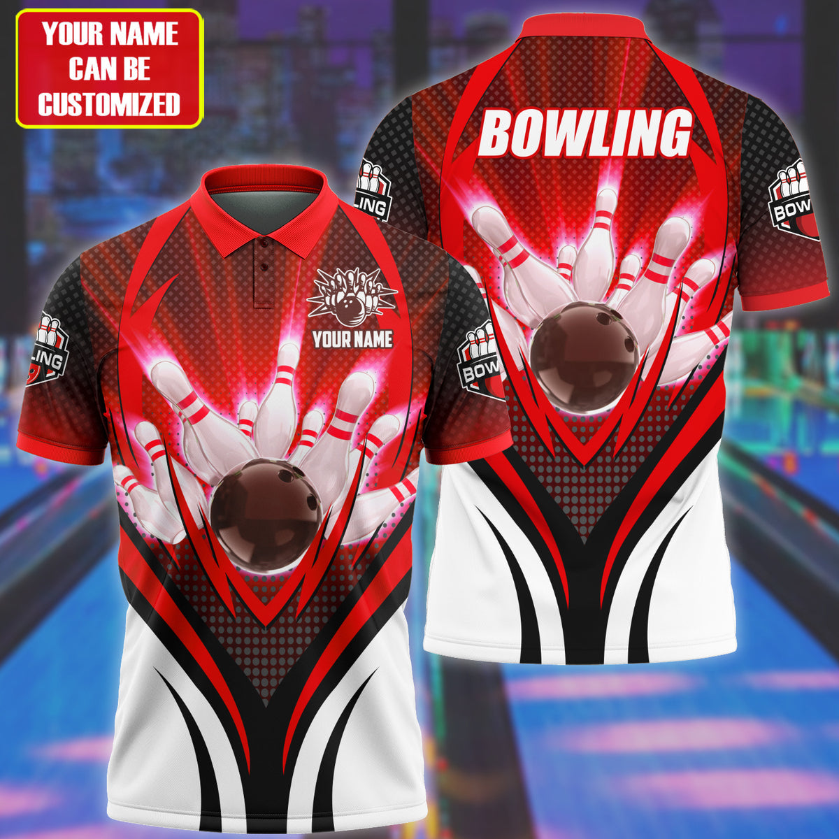 Personalized Name Bowling Player Red Version All Over Printed Unisex Shirt Q190403