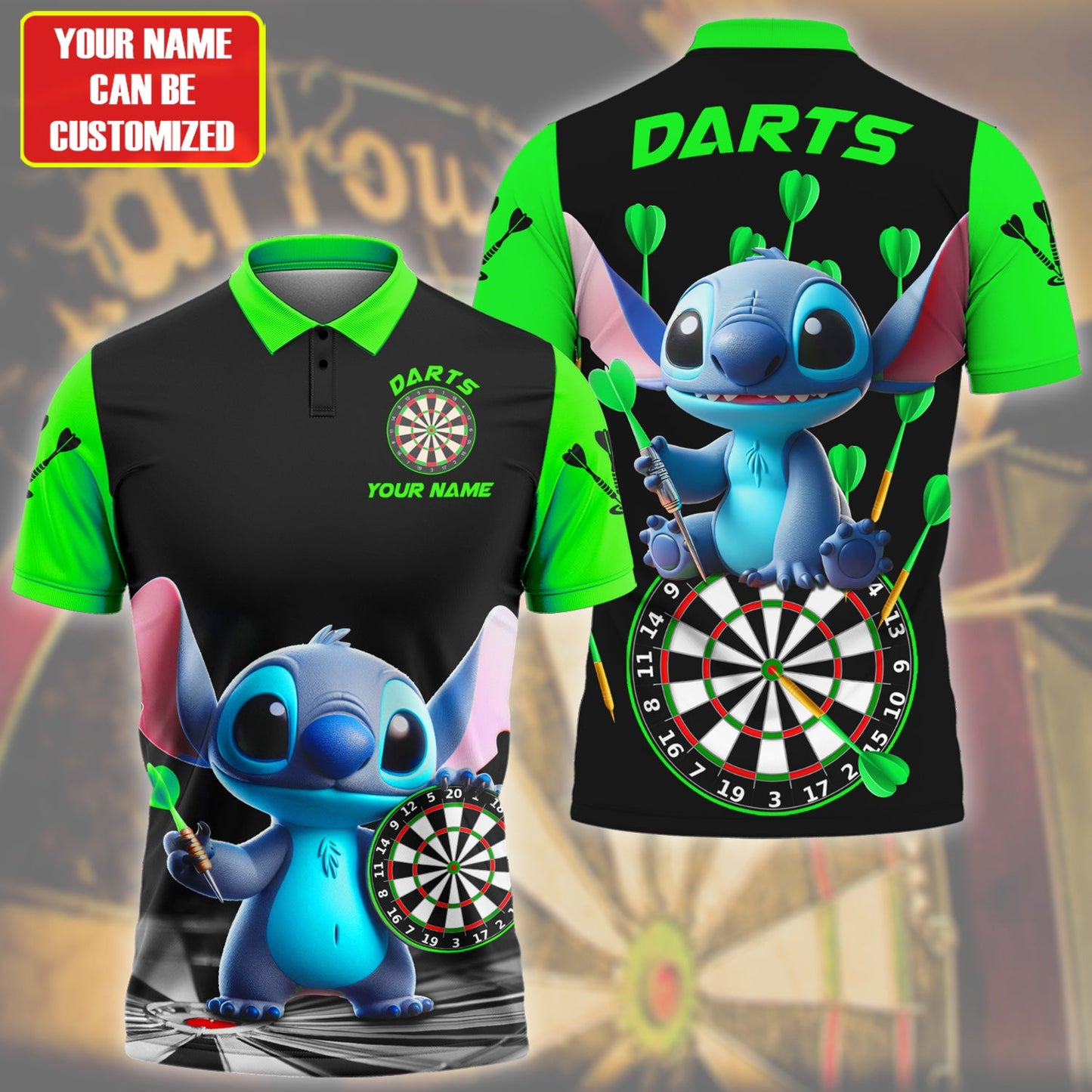 Personalized Name St Darts Q6 Green Version All Over Printed Unisex Shirt Q200309