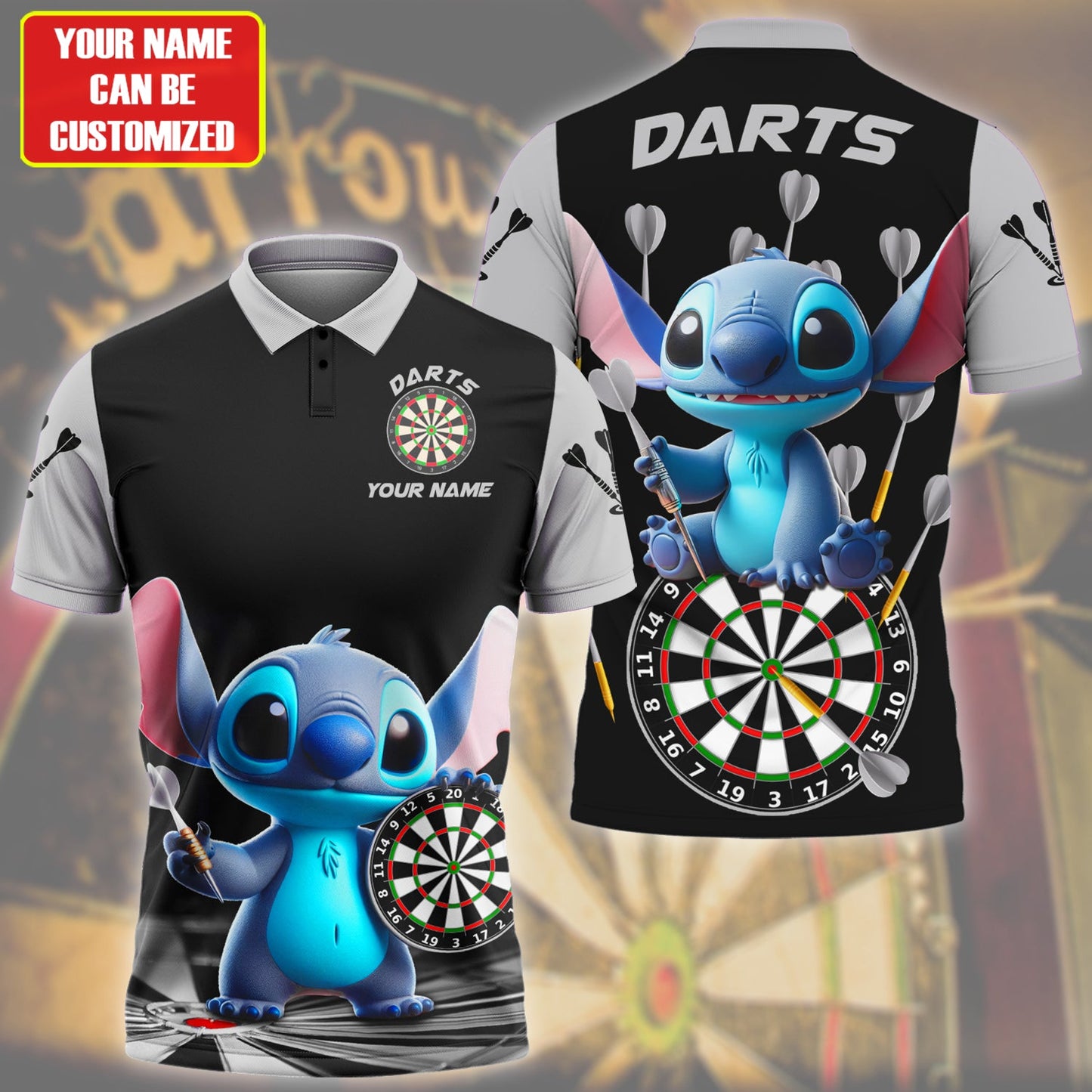 Personalized Name St Darts Q6 Black Version All Over Printed Unisex Shirt Q200309